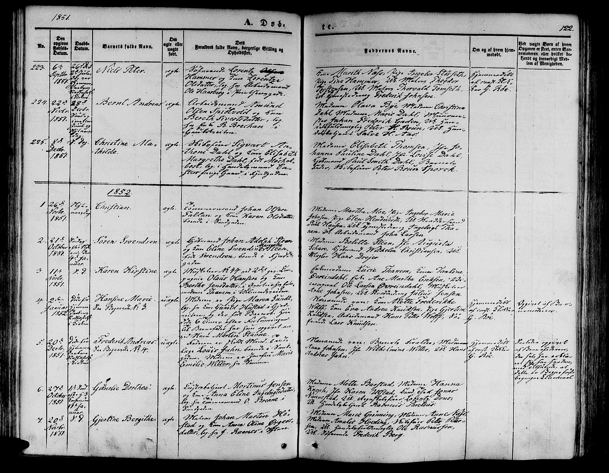 Ministerialprotokoller, klokkerbøker og fødselsregistre - Sør-Trøndelag, SAT/A-1456/602/L0137: Parish register (copy) no. 602C05, 1846-1856, p. 122