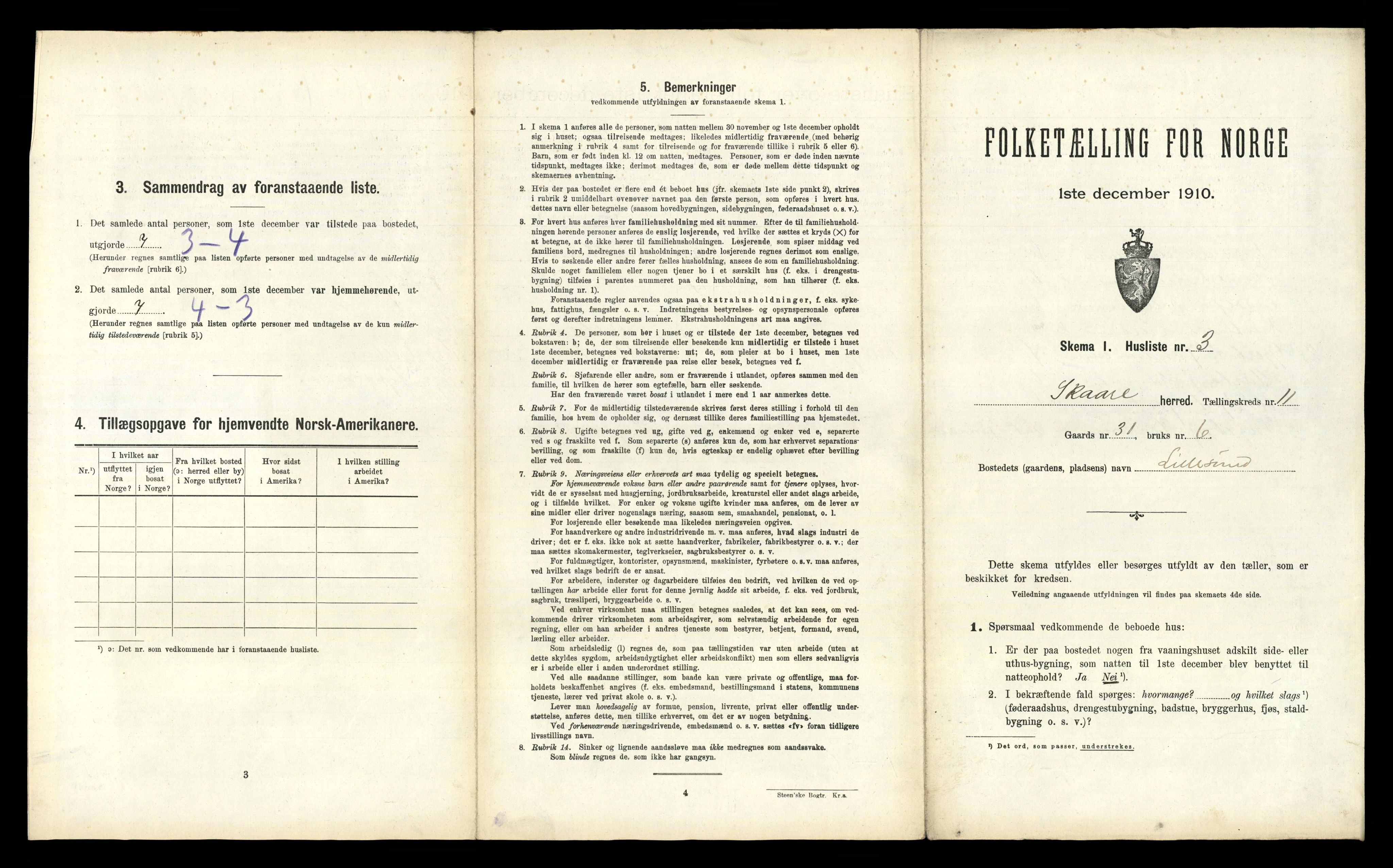 RA, 1910 census for Skåre, 1910, p. 1238