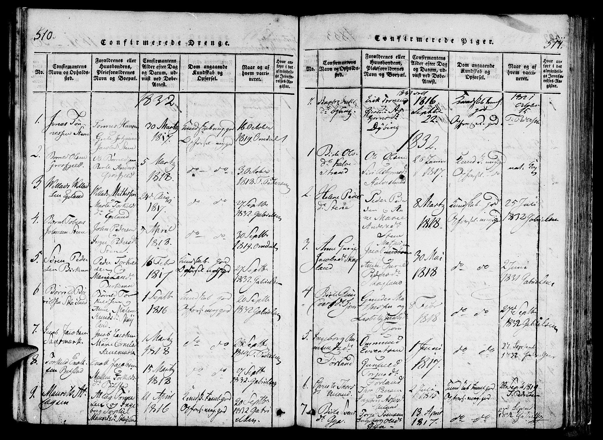 Lund sokneprestkontor, SAST/A-101809/S06/L0006: Parish register (official) no. A 6, 1816-1839, p. 510-511
