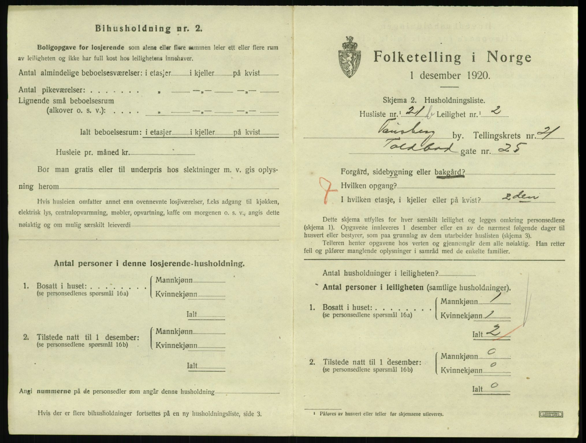 SAKO, 1920 census for Tønsberg, 1920, p. 7857