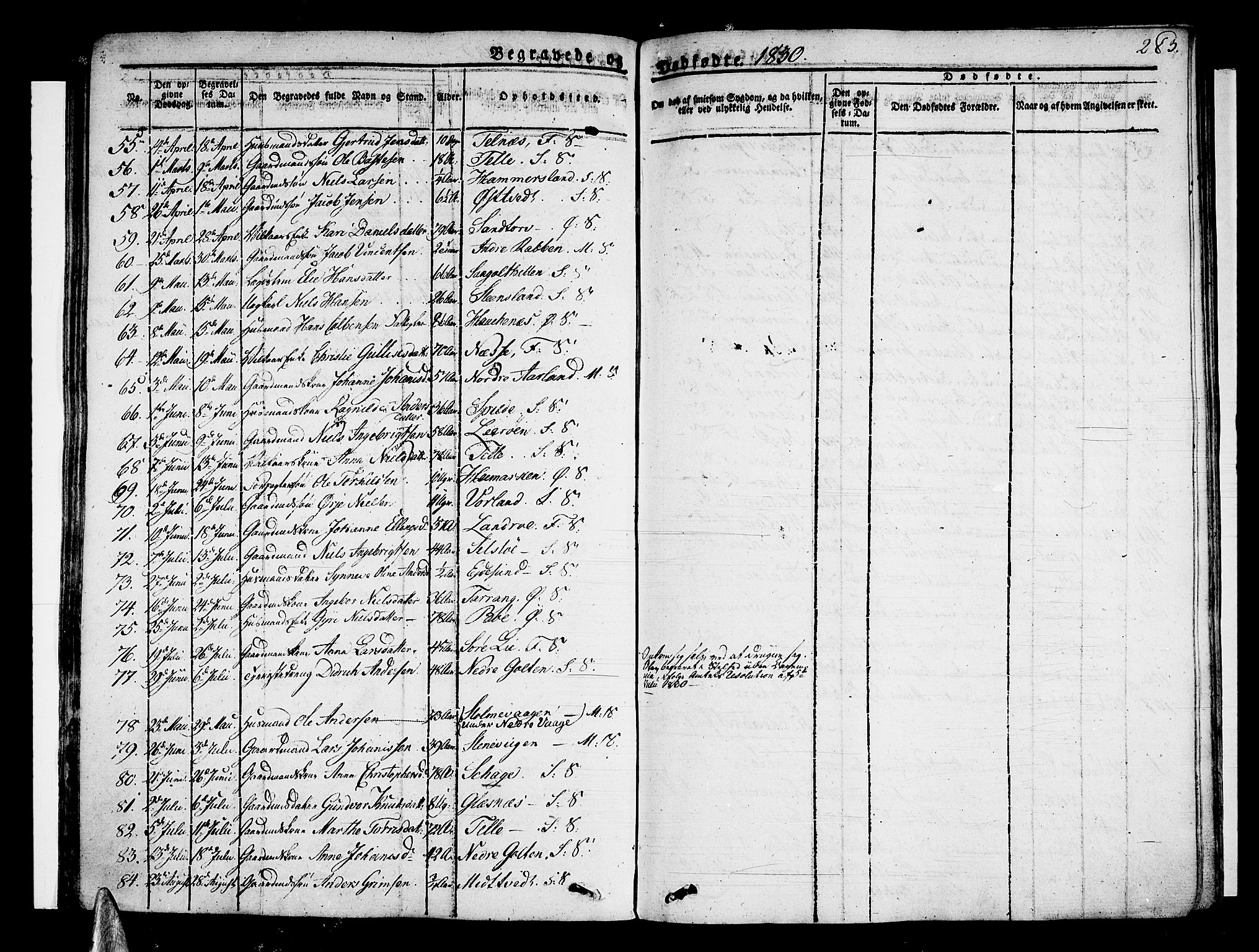 Sund sokneprestembete, SAB/A-99930: Parish register (official) no. A 12, 1825-1835, p. 283