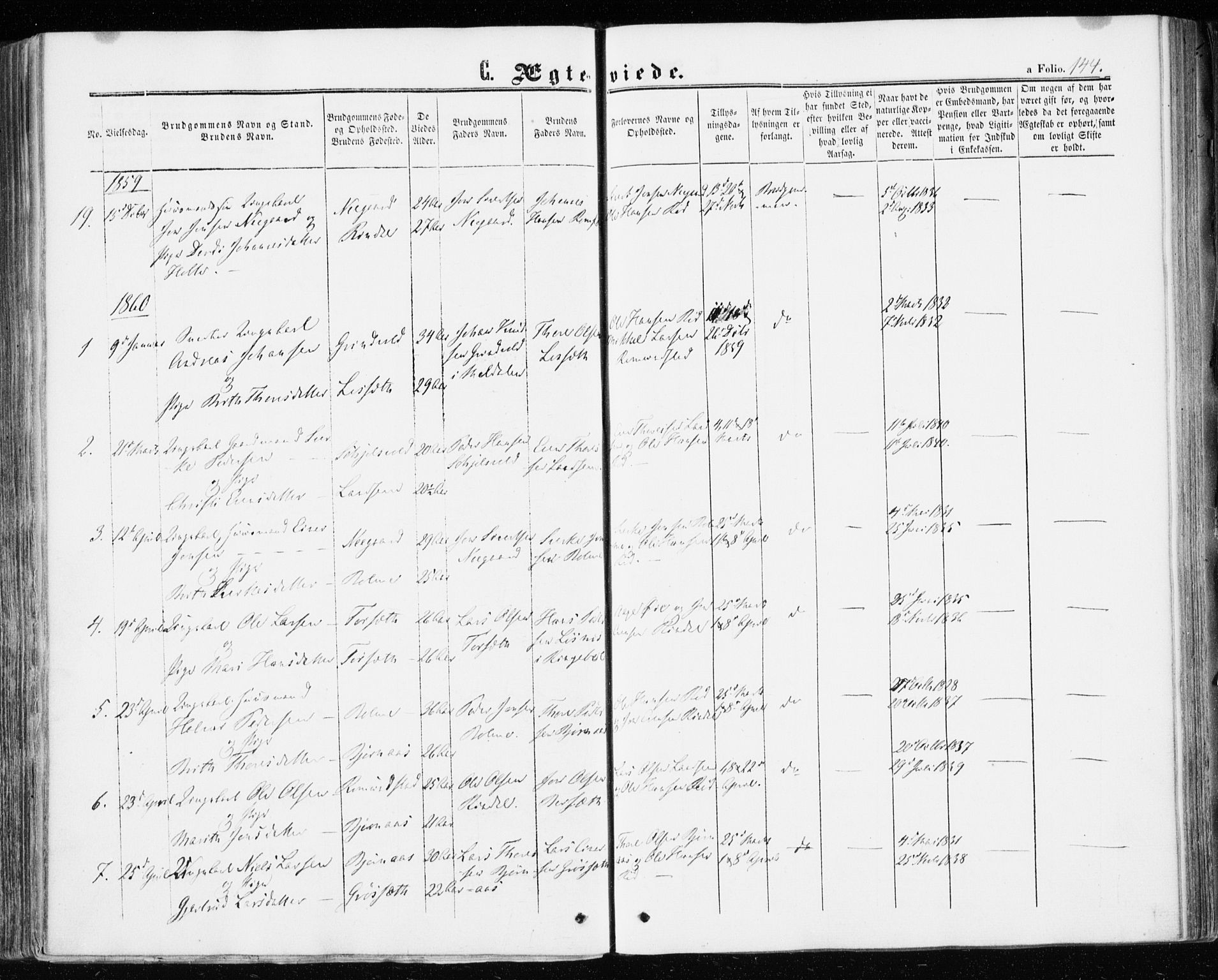 Ministerialprotokoller, klokkerbøker og fødselsregistre - Møre og Romsdal, AV/SAT-A-1454/598/L1067: Parish register (official) no. 598A01, 1858-1871, p. 144