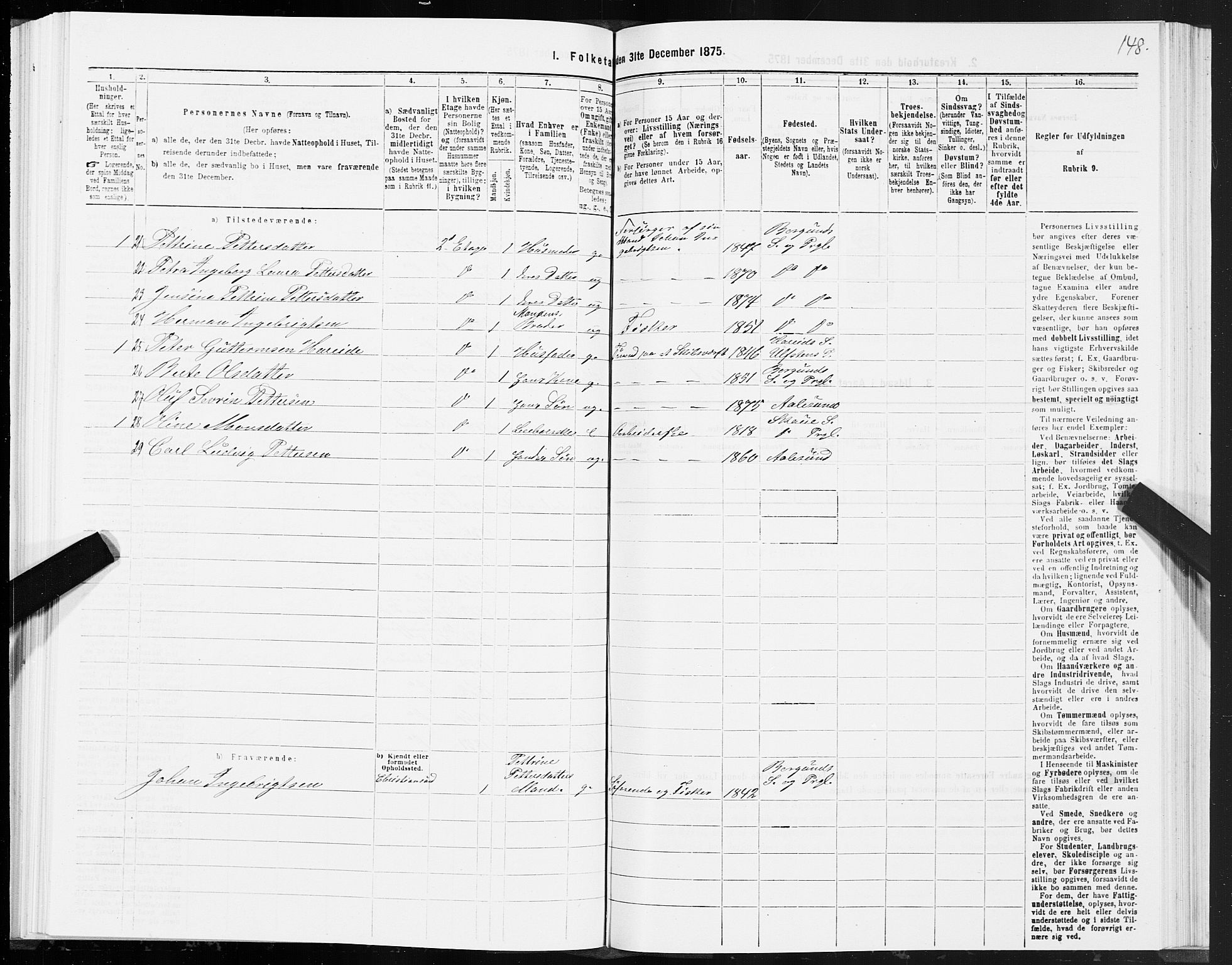 SAT, 1875 census for 1501P Ålesund, 1875, p. 2148