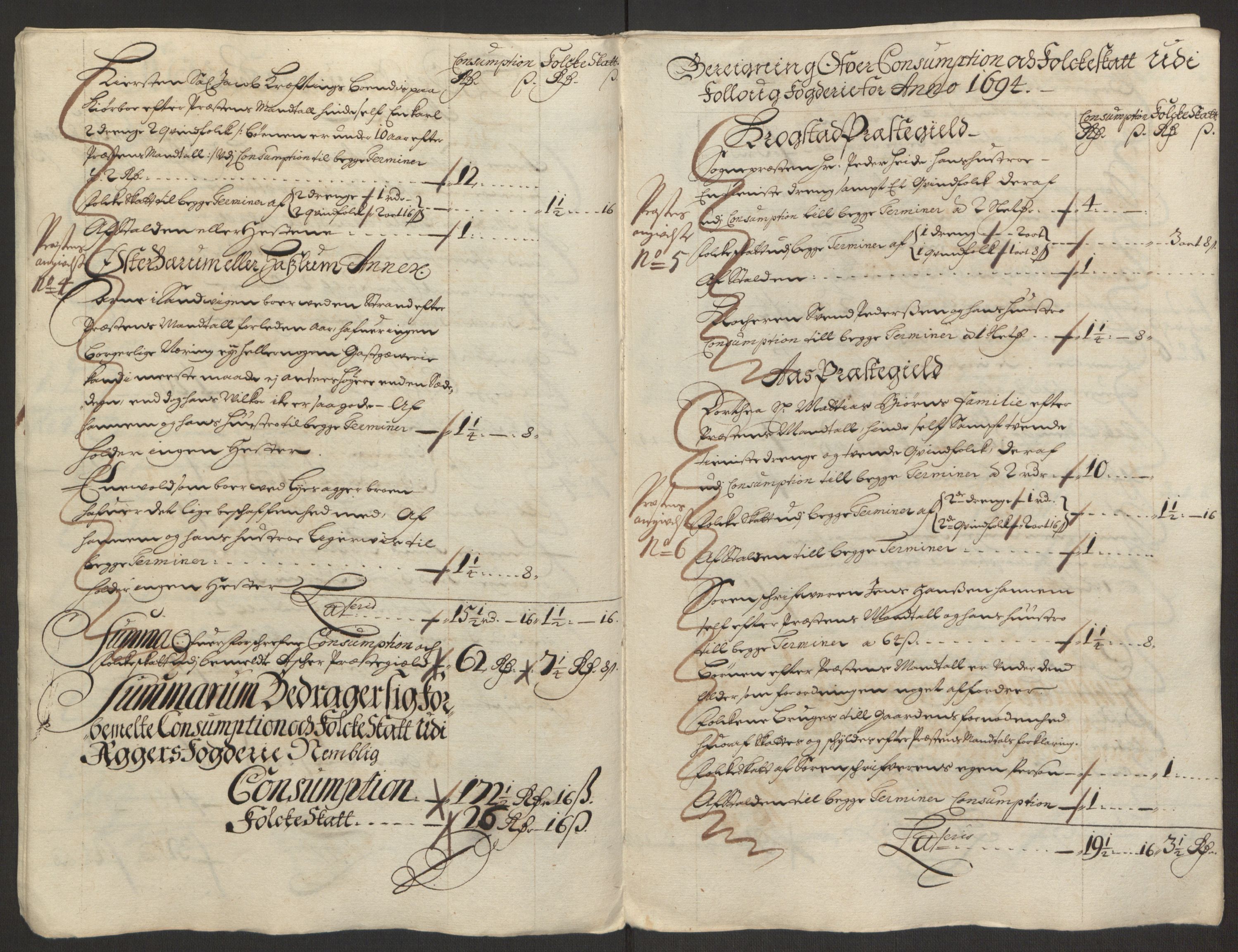 Rentekammeret inntil 1814, Reviderte regnskaper, Fogderegnskap, AV/RA-EA-4092/R10/L0438: Fogderegnskap Aker og Follo, 1694, p. 197