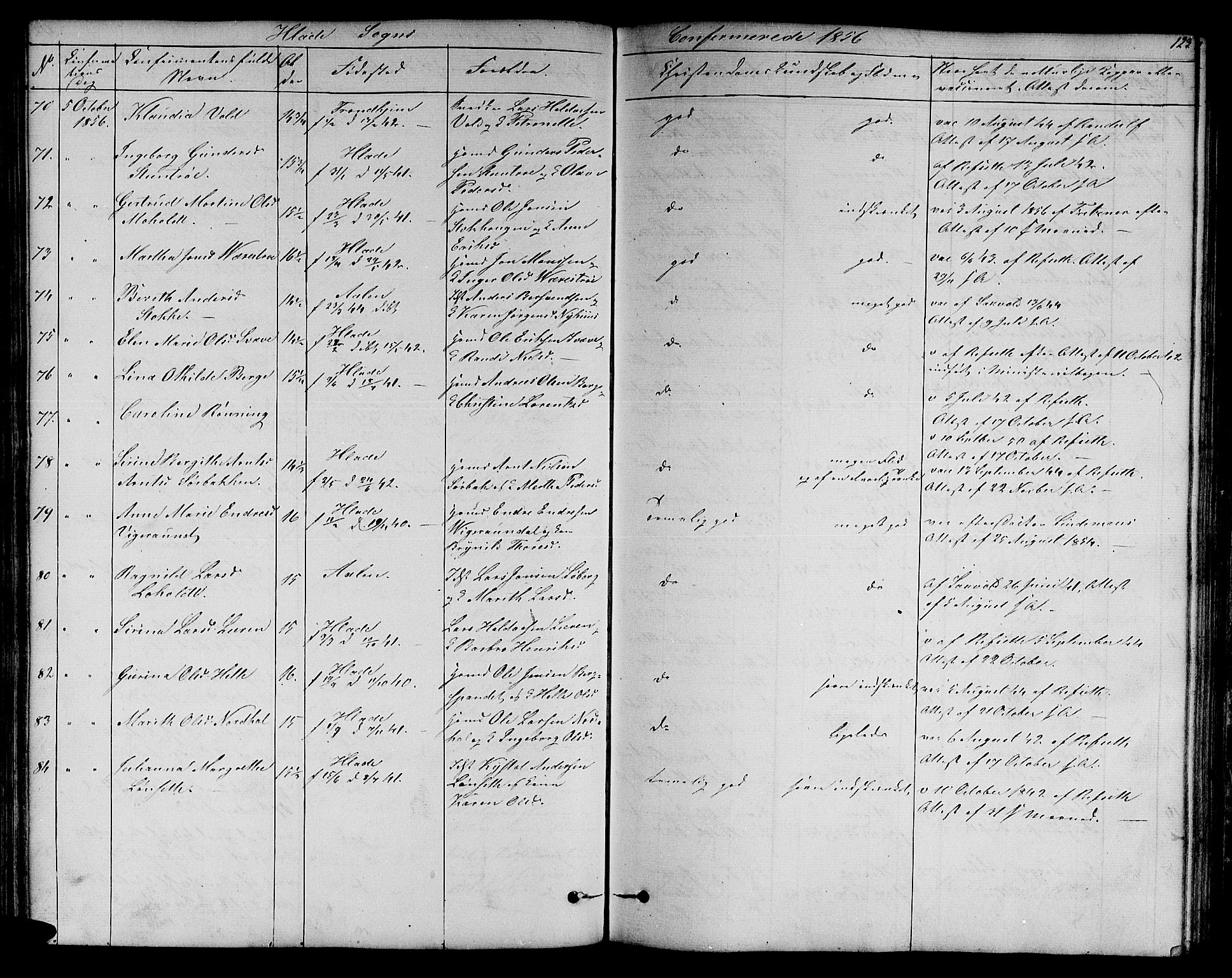 Ministerialprotokoller, klokkerbøker og fødselsregistre - Sør-Trøndelag, AV/SAT-A-1456/606/L0310: Parish register (copy) no. 606C06, 1850-1859, p. 123