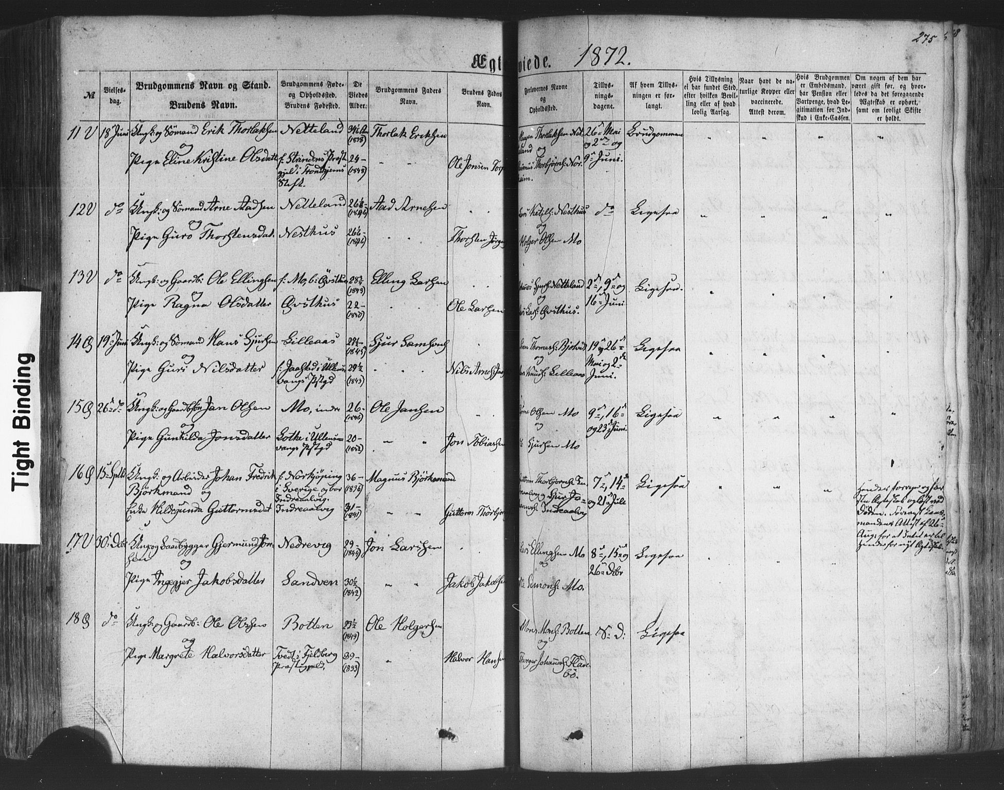 Kvam sokneprestembete, SAB/A-76201/H/Haa: Parish register (official) no. A 9, 1864-1879, p. 275