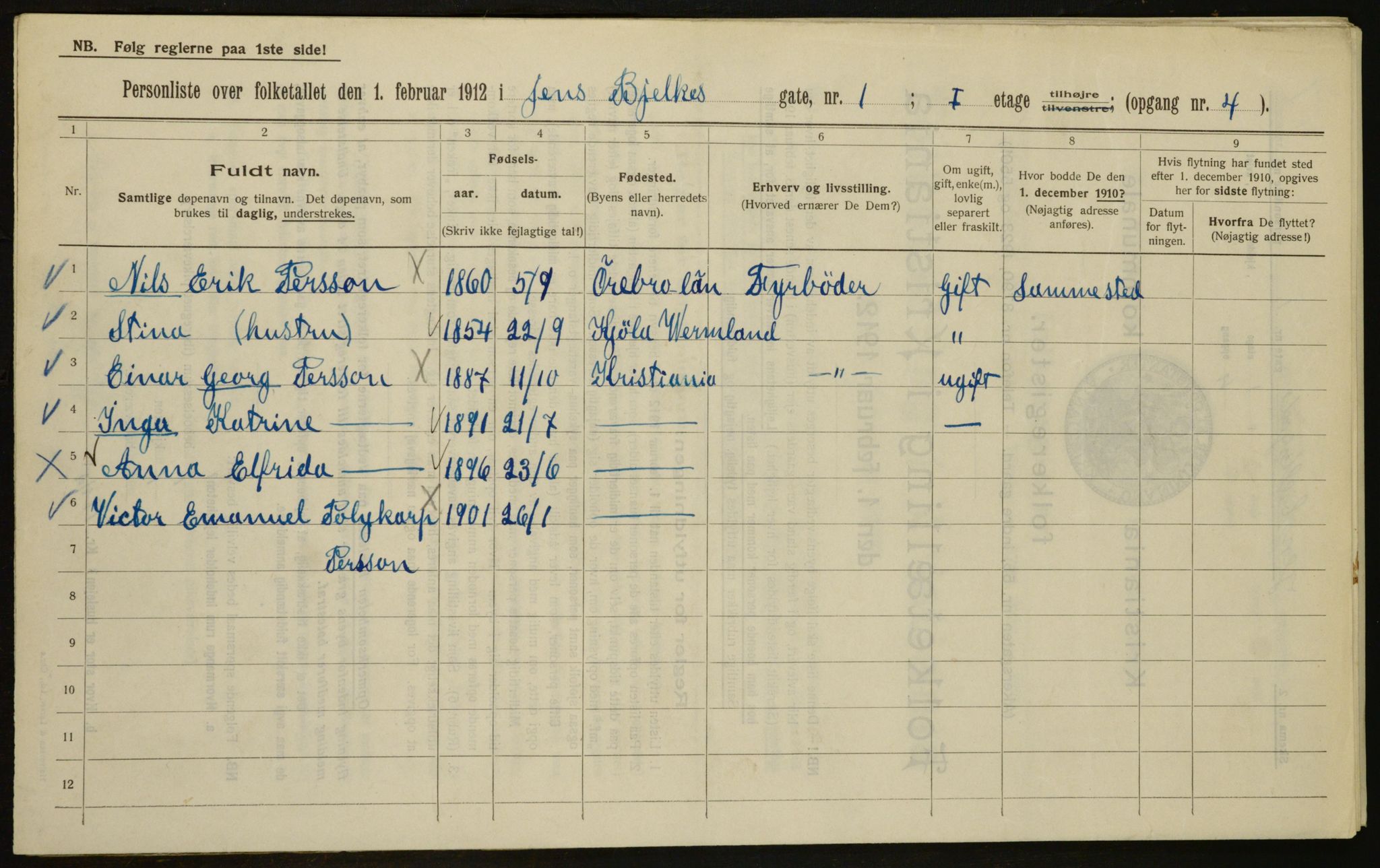 OBA, Municipal Census 1912 for Kristiania, 1912, p. 45783