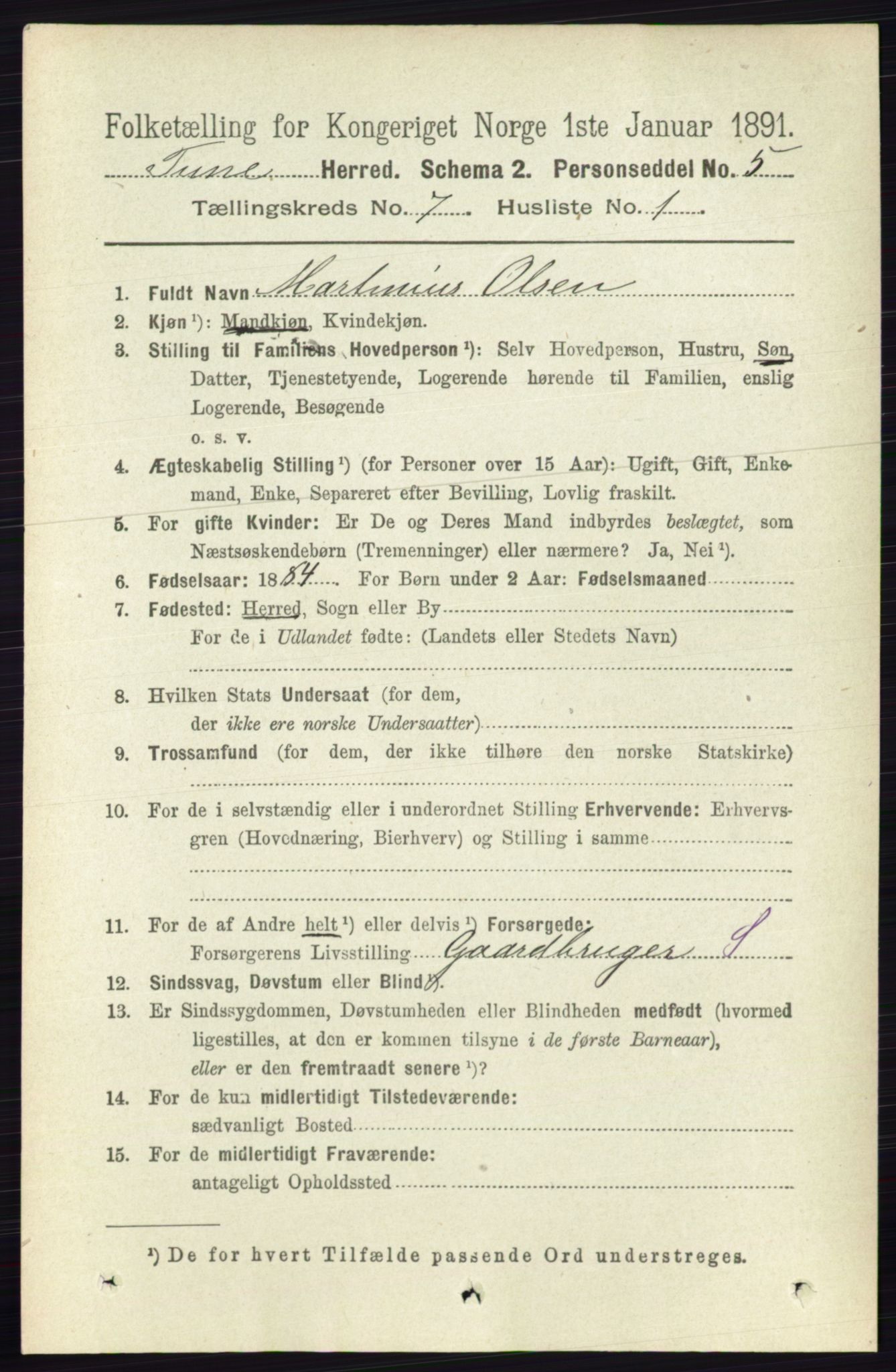 RA, 1891 census for 0130 Tune, 1891, p. 5148