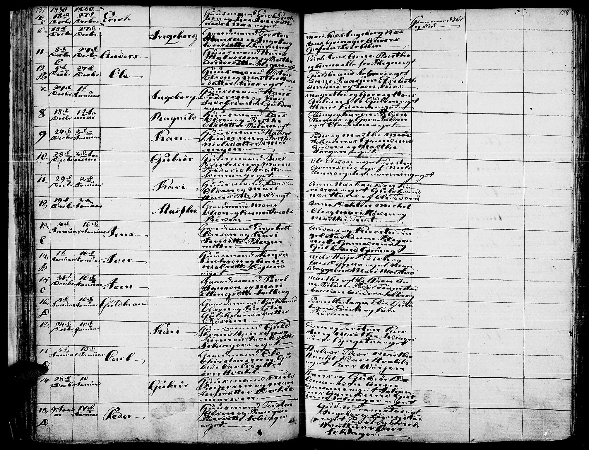 Gran prestekontor, SAH/PREST-112/H/Ha/Haa/L0010: Parish register (official) no. 10, 1824-1842, p. 137-138