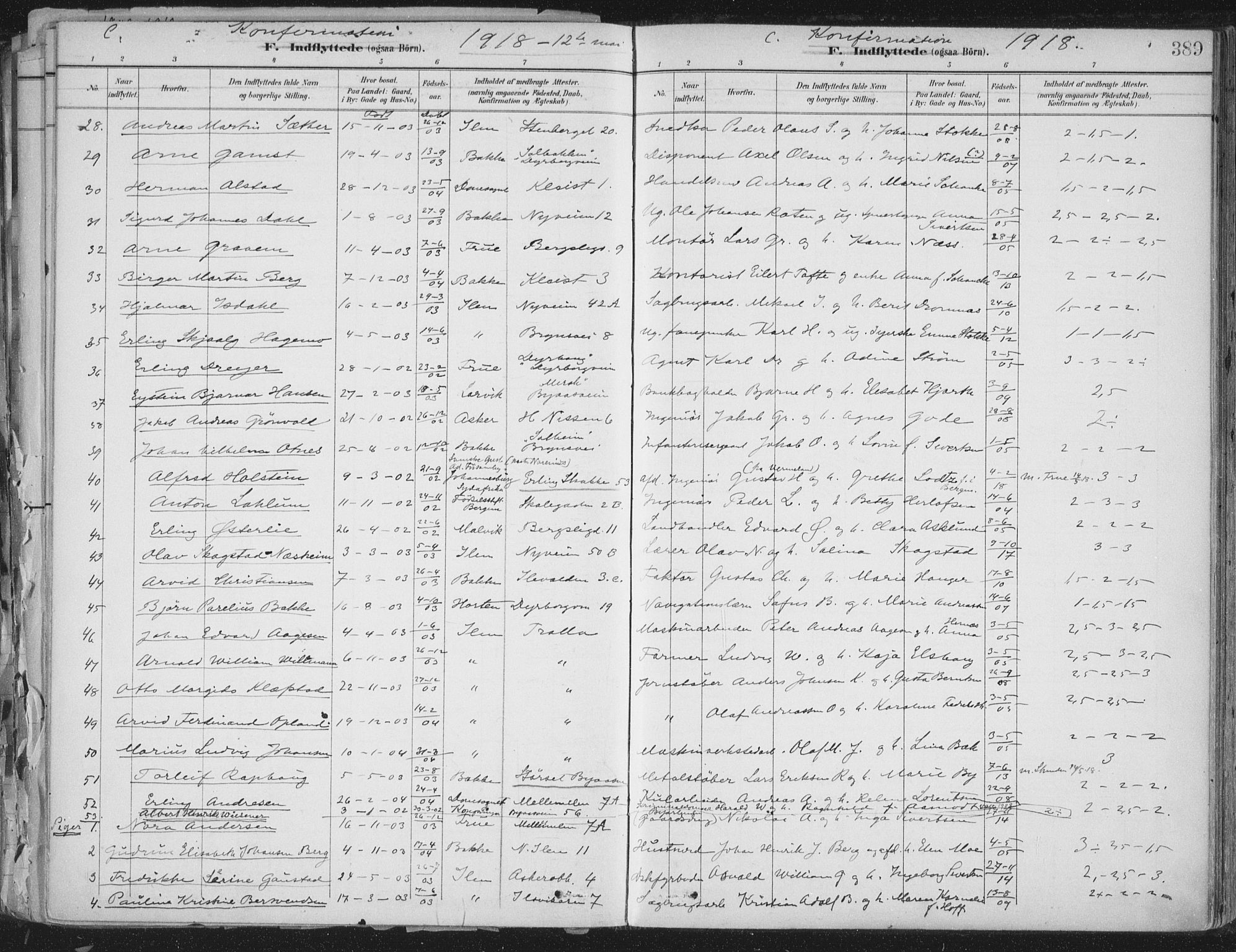 Ministerialprotokoller, klokkerbøker og fødselsregistre - Sør-Trøndelag, SAT/A-1456/603/L0167: Parish register (official) no. 603A06, 1896-1932, p. 389