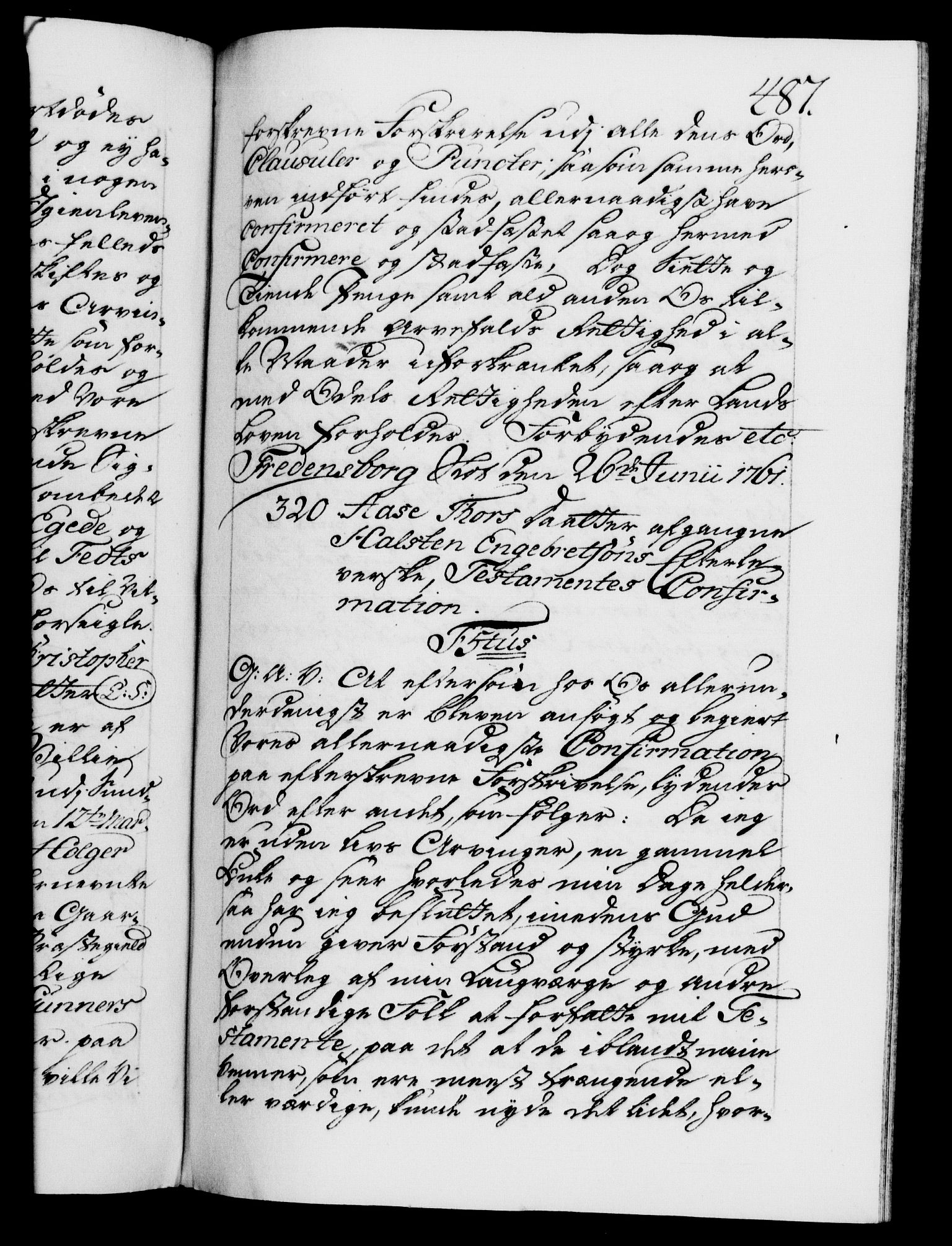 Danske Kanselli 1572-1799, AV/RA-EA-3023/F/Fc/Fca/Fcaa/L0041: Norske registre, 1760-1762, p. 487a