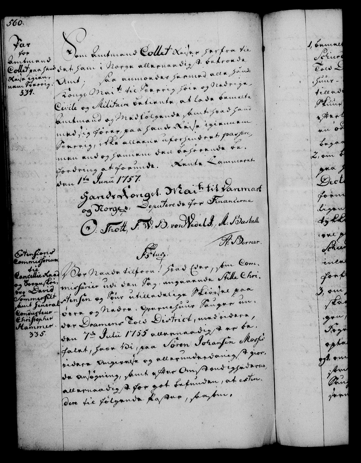 Rentekammeret, Kammerkanselliet, AV/RA-EA-3111/G/Gg/Gga/L0006: Norsk ekspedisjonsprotokoll med register (merket RK 53.6), 1749-1759, p. 560