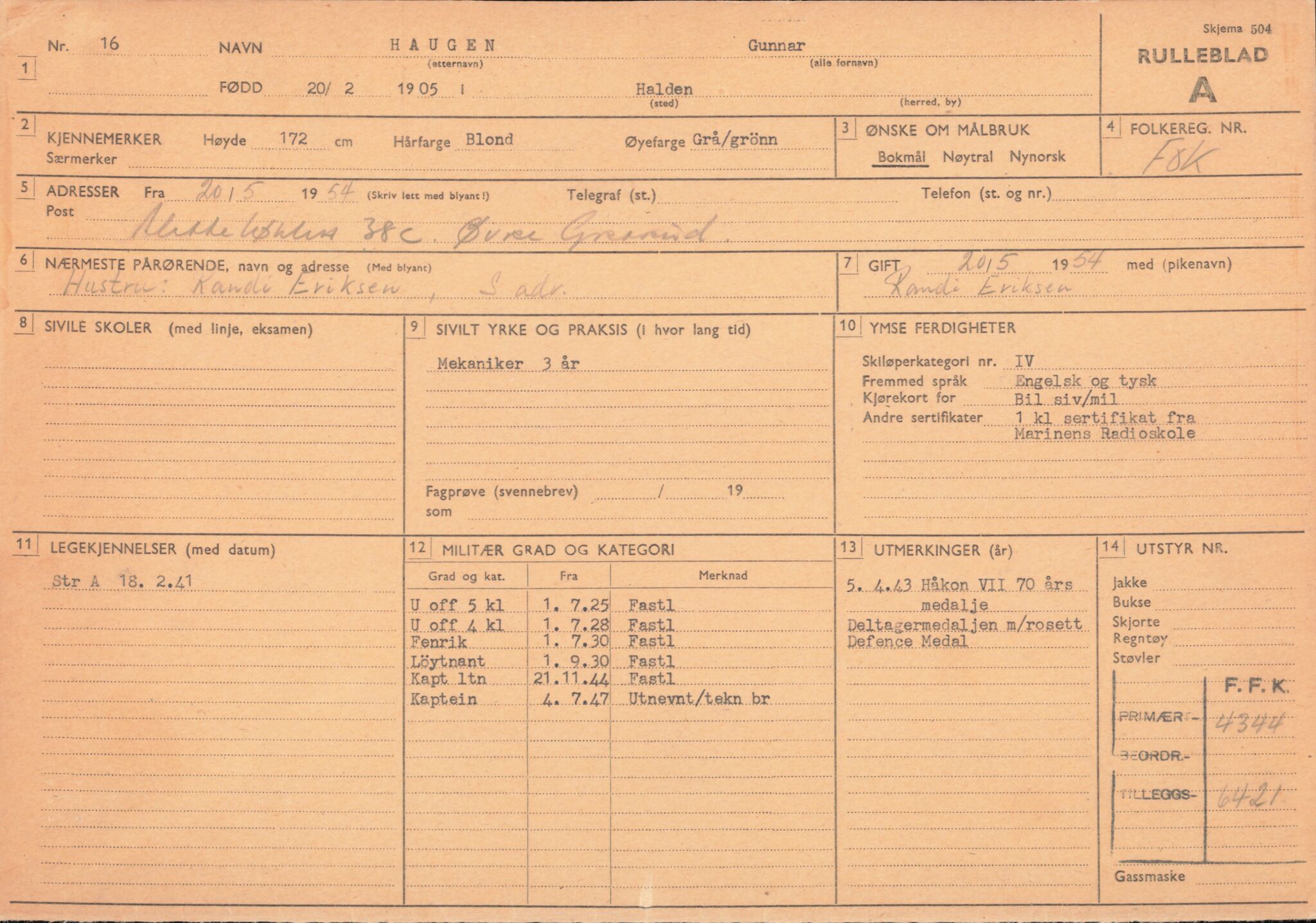 Forsvaret, Forsvarets overkommando/Luftforsvarsstaben, AV/RA-RAFA-4079/P/Pa/L0013: Personellmapper, 1905, p. 139