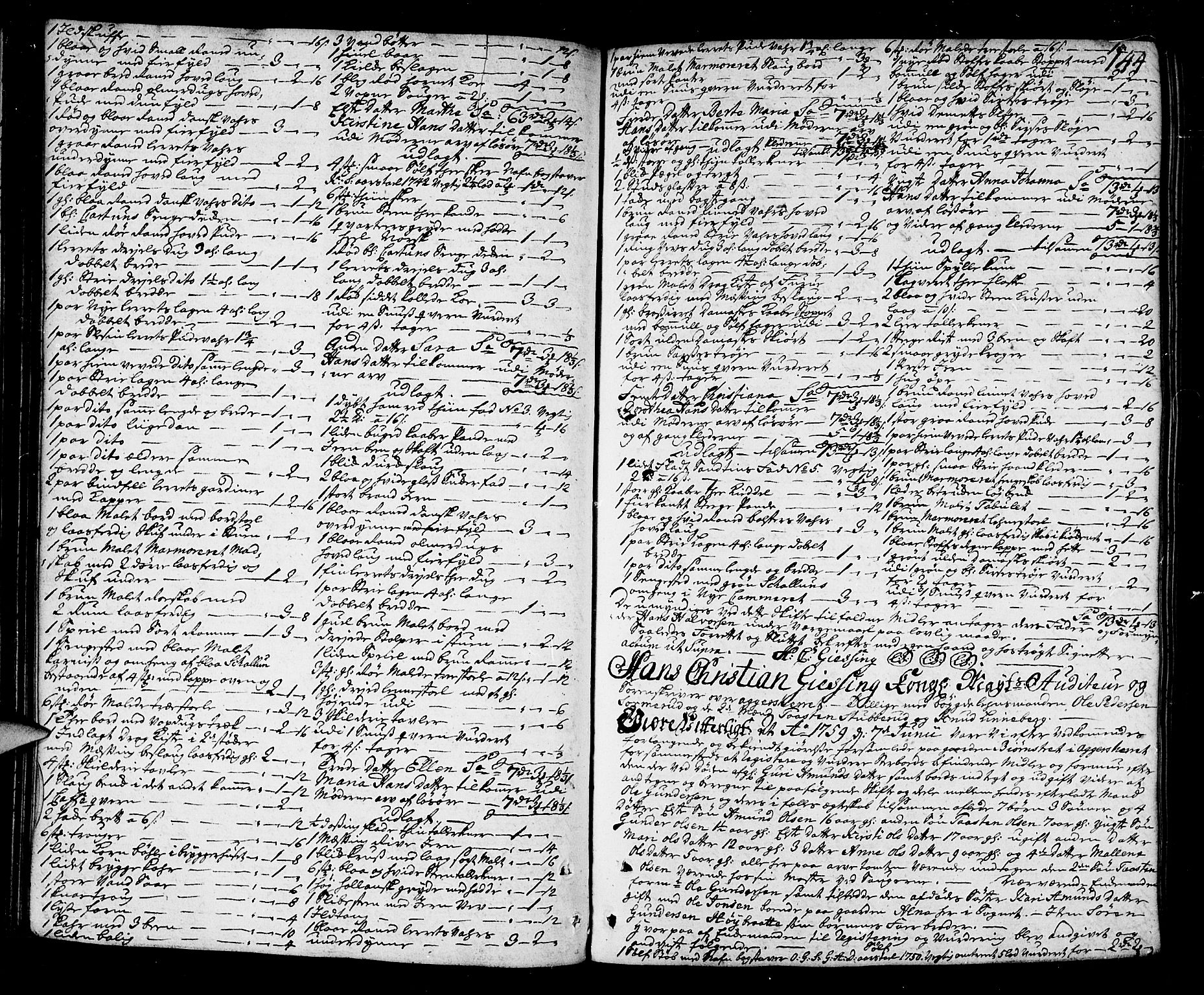 Aker sorenskriveri, AV/SAO-A-10895/H/Hb/L0010: Skifteprotokoll, 1758-1761, p. 143b-144a