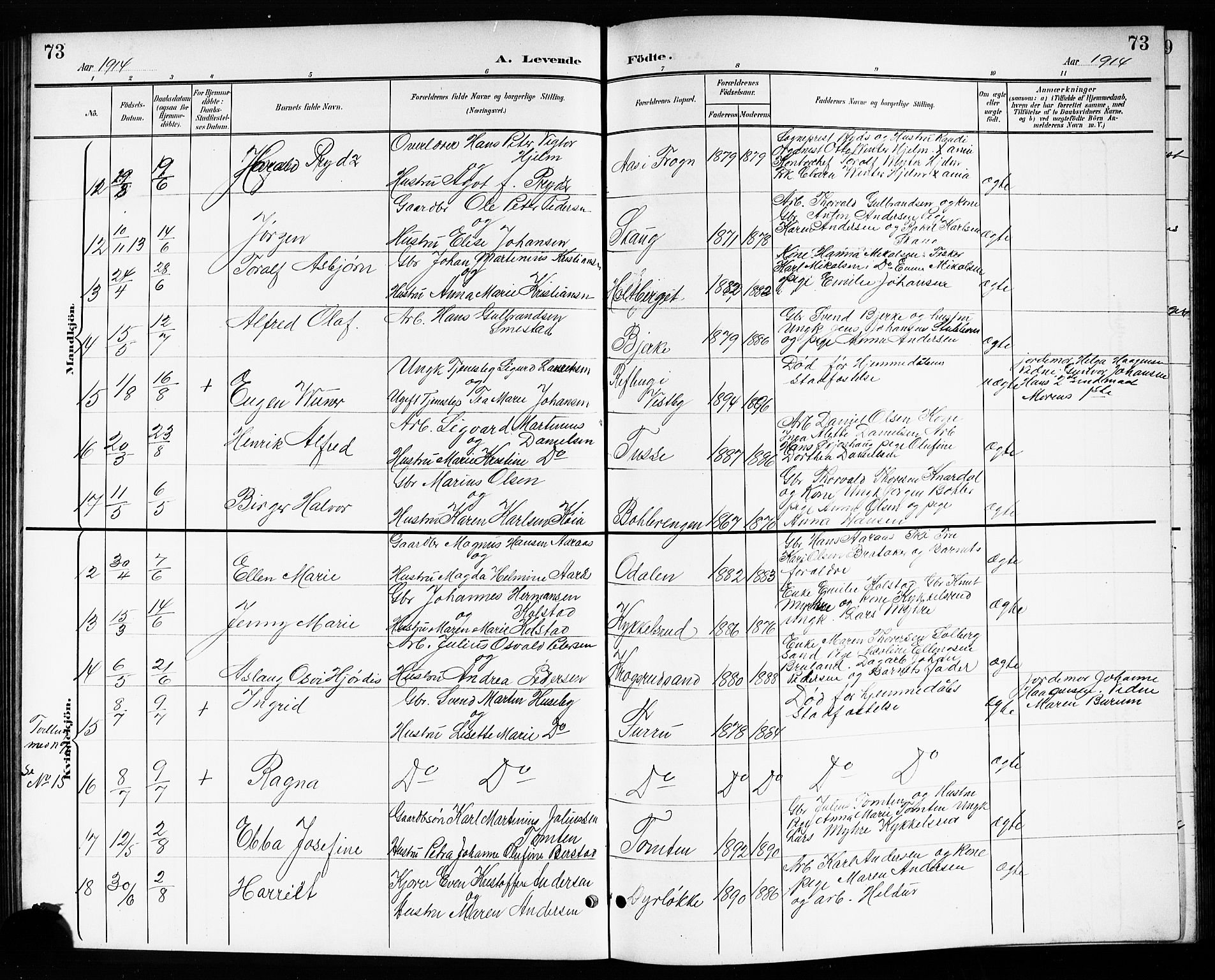 Drøbak prestekontor Kirkebøker, SAO/A-10142a/G/Gb/L0001: Parish register (copy) no. II 1, 1901-1919, p. 73
