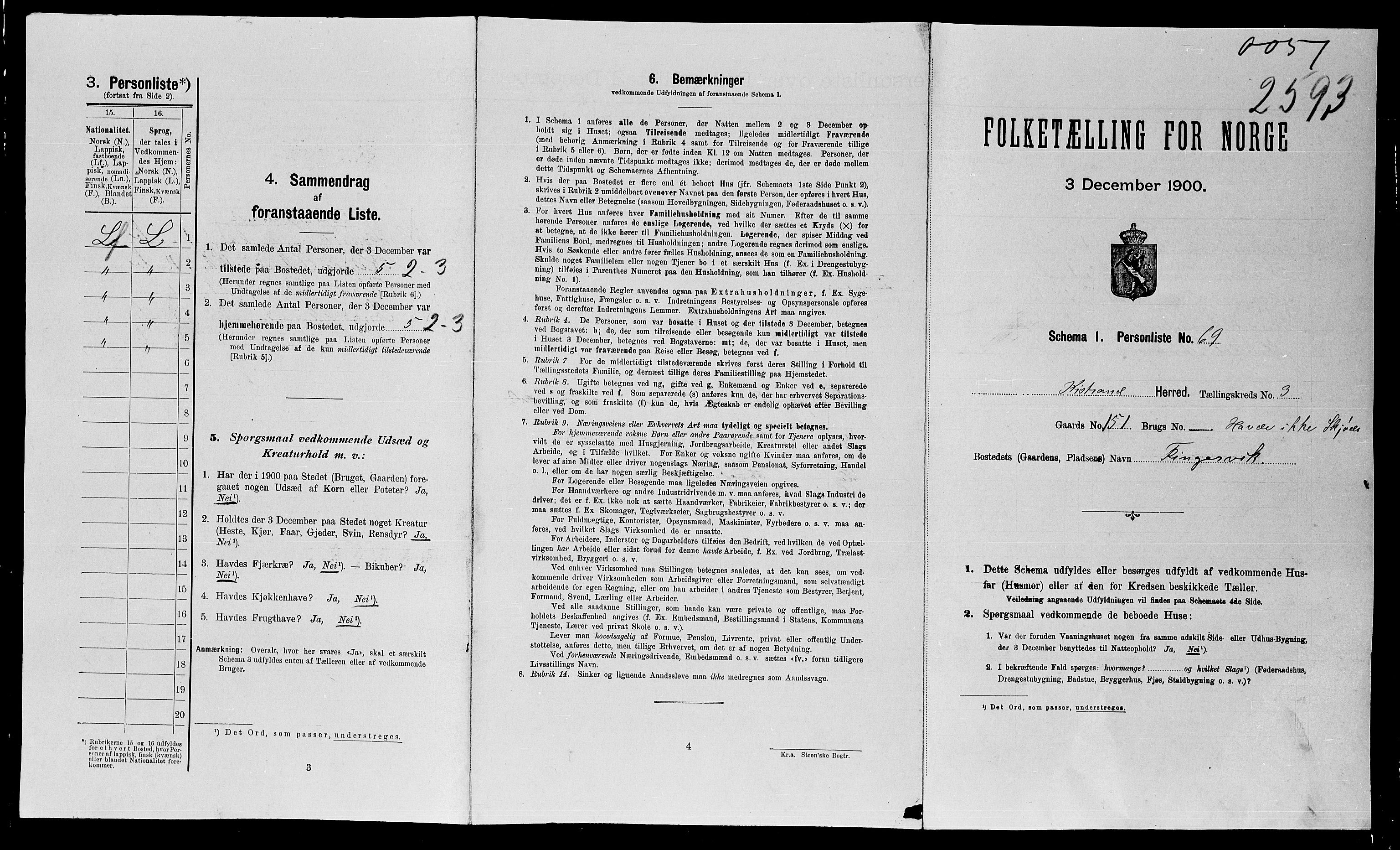 SATØ, 1900 census for Kistrand, 1900, p. 36