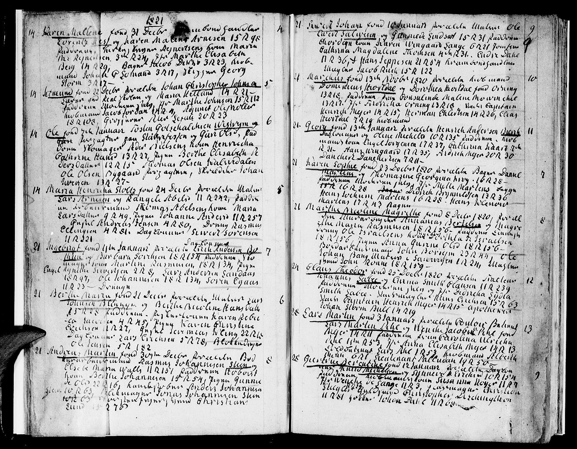 Domkirken sokneprestembete, AV/SAB-A-74801/H/Hab/L0003: Parish register (copy) no. A 3, 1820-1853, p. 9