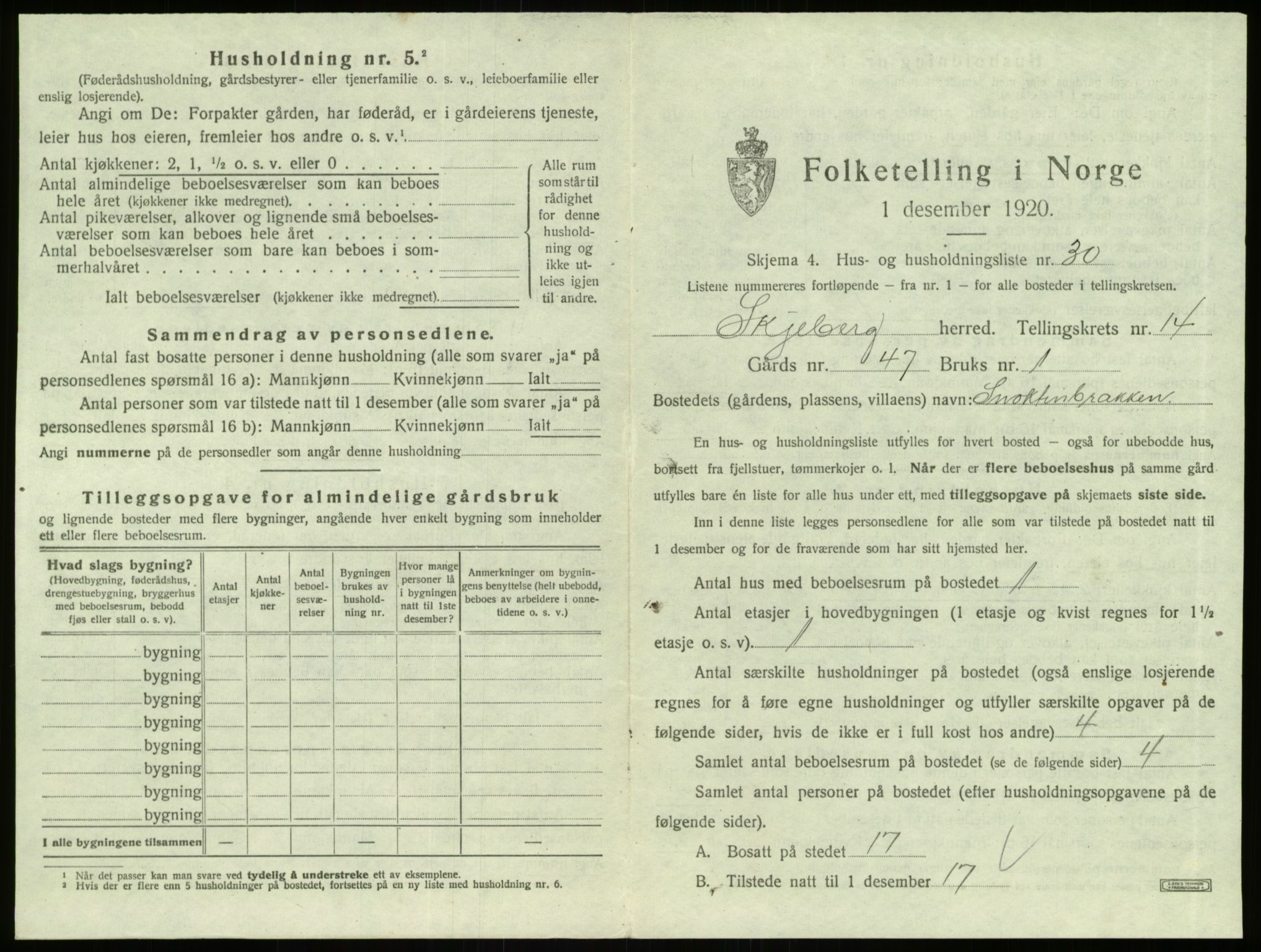 SAO, 1920 census for Skjeberg, 1920, p. 1982