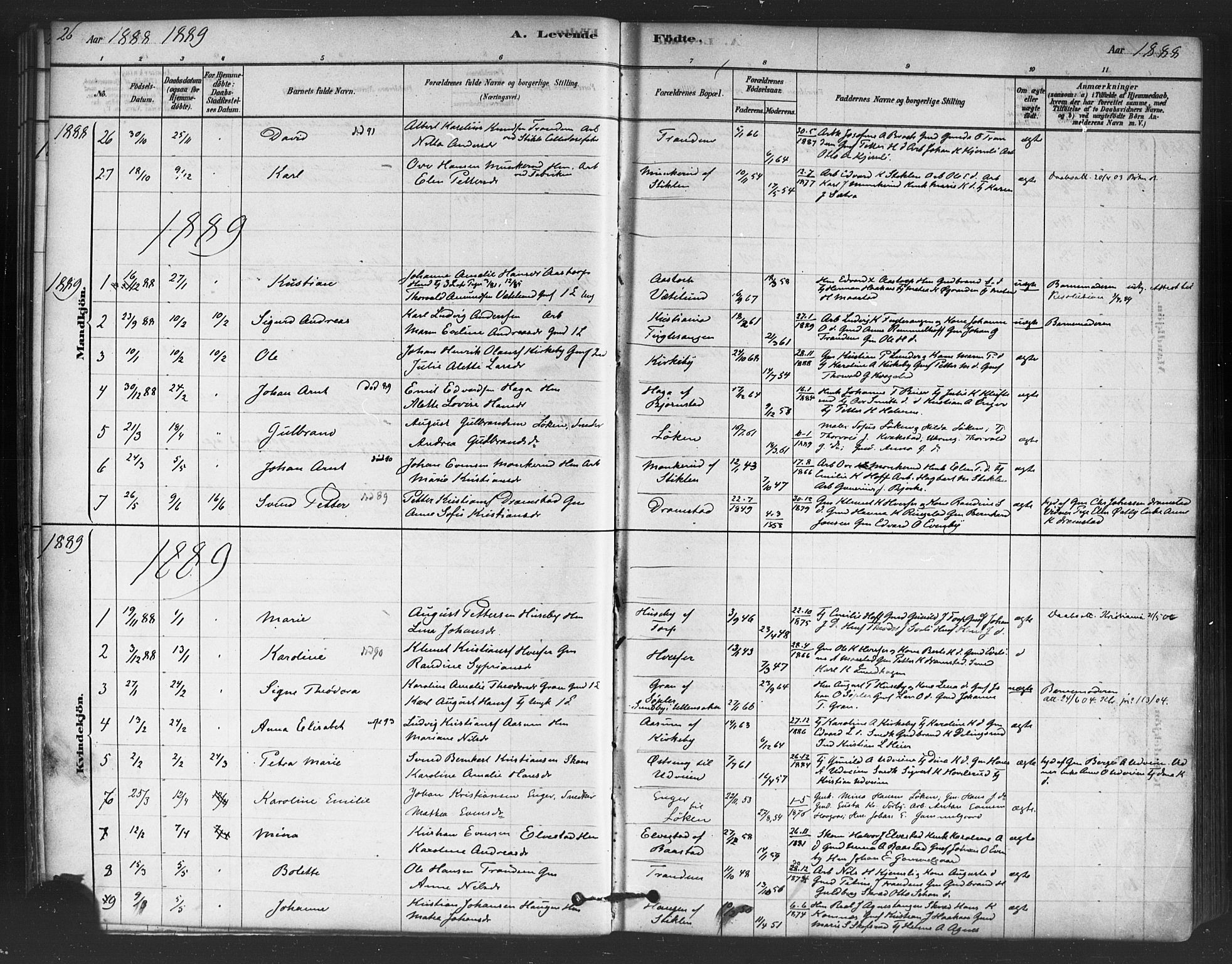 Trøgstad prestekontor Kirkebøker, SAO/A-10925/F/Fb/L0001: Parish register (official) no. II 1, 1878-1902, p. 26