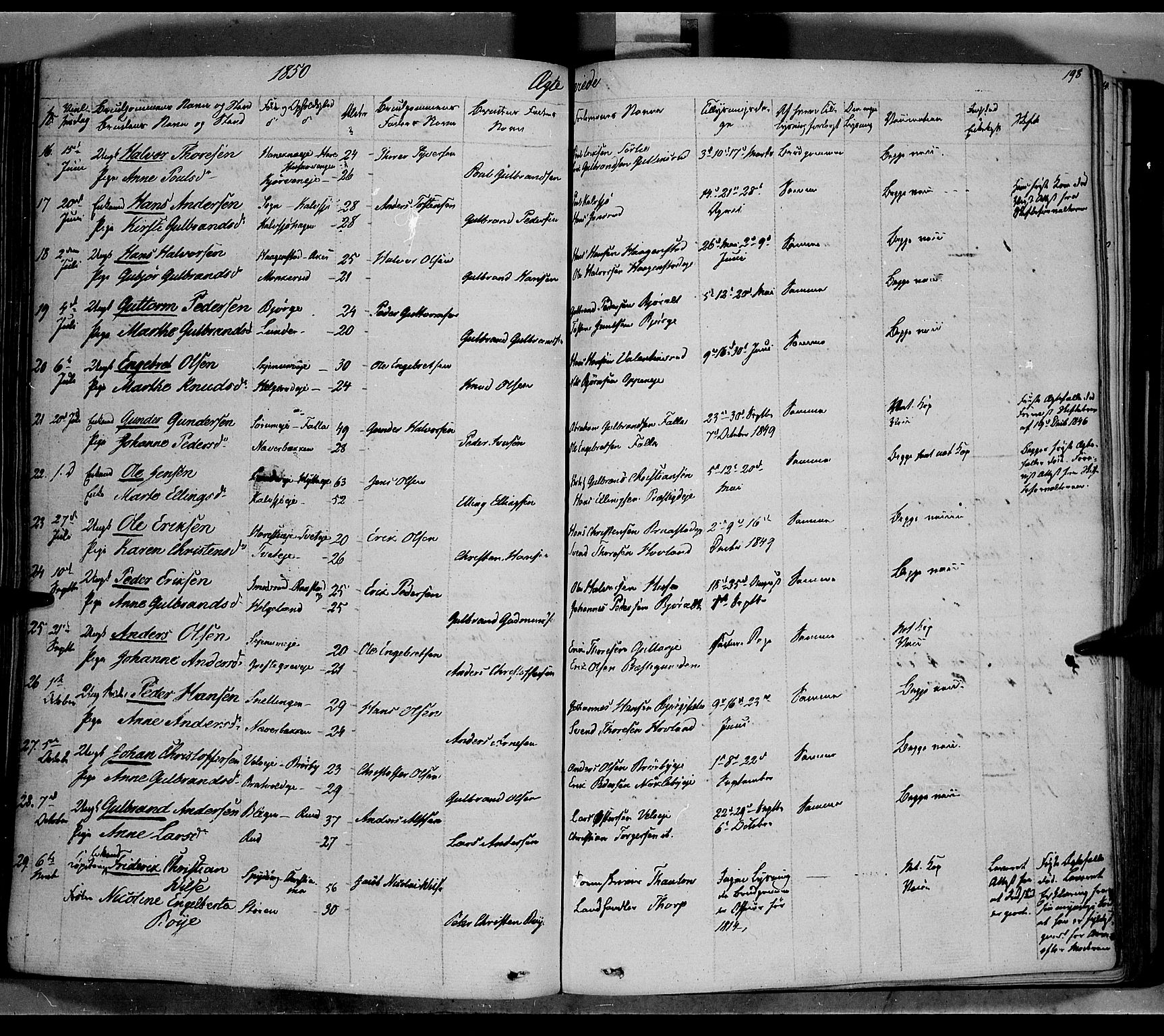 Jevnaker prestekontor, SAH/PREST-116/H/Ha/Haa/L0006: Parish register (official) no. 6, 1837-1857, p. 198