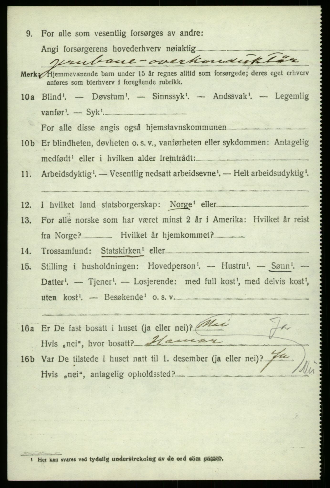 SAB, 1920 census for Haus, 1920, p. 9391