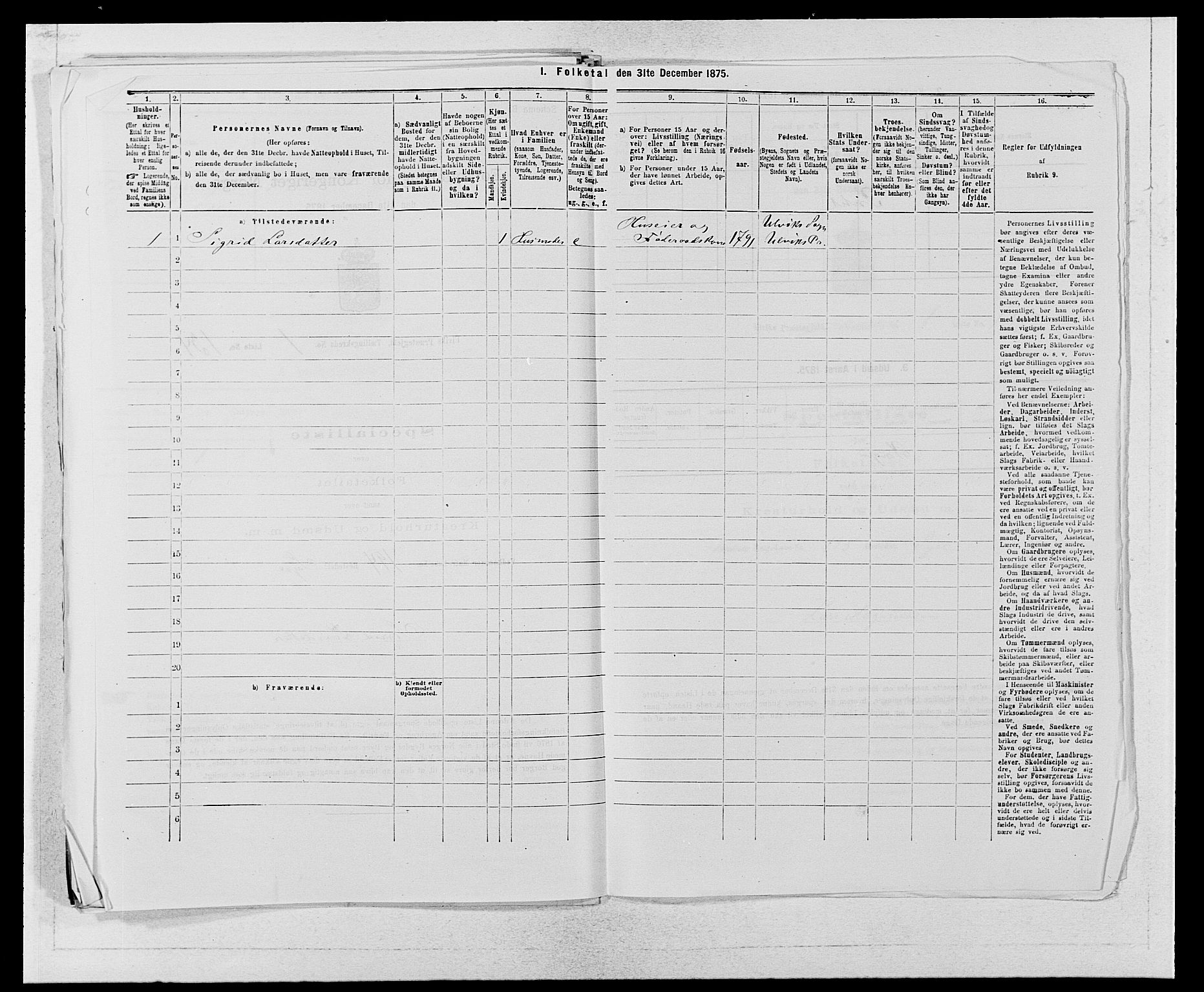 SAB, 1875 census for 1233P Ulvik, 1875, p. 296