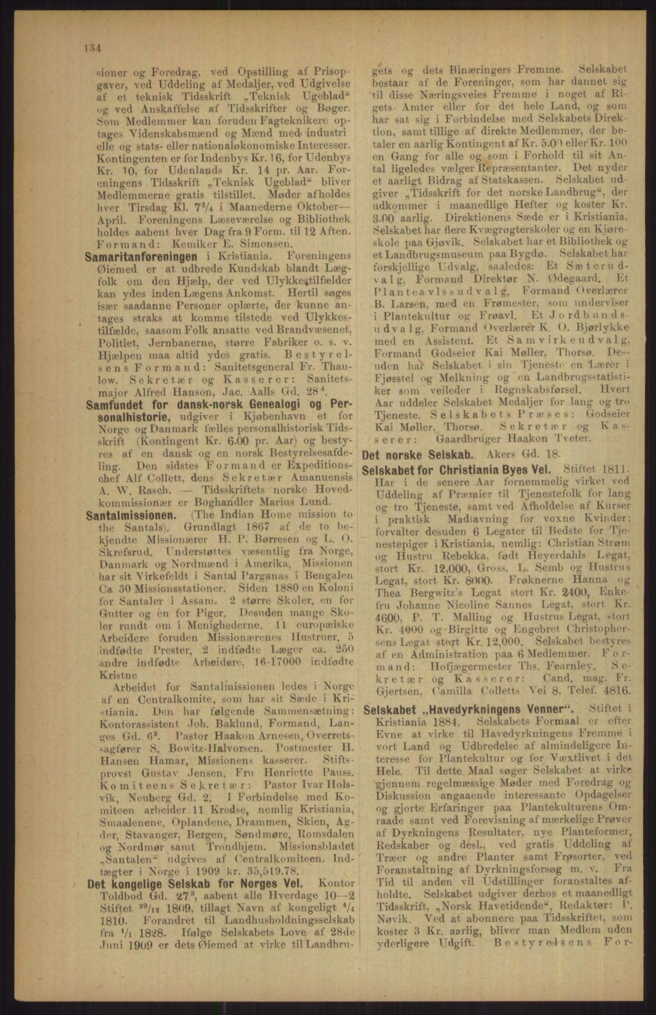 Kristiania/Oslo adressebok, PUBL/-, 1911, p. 134