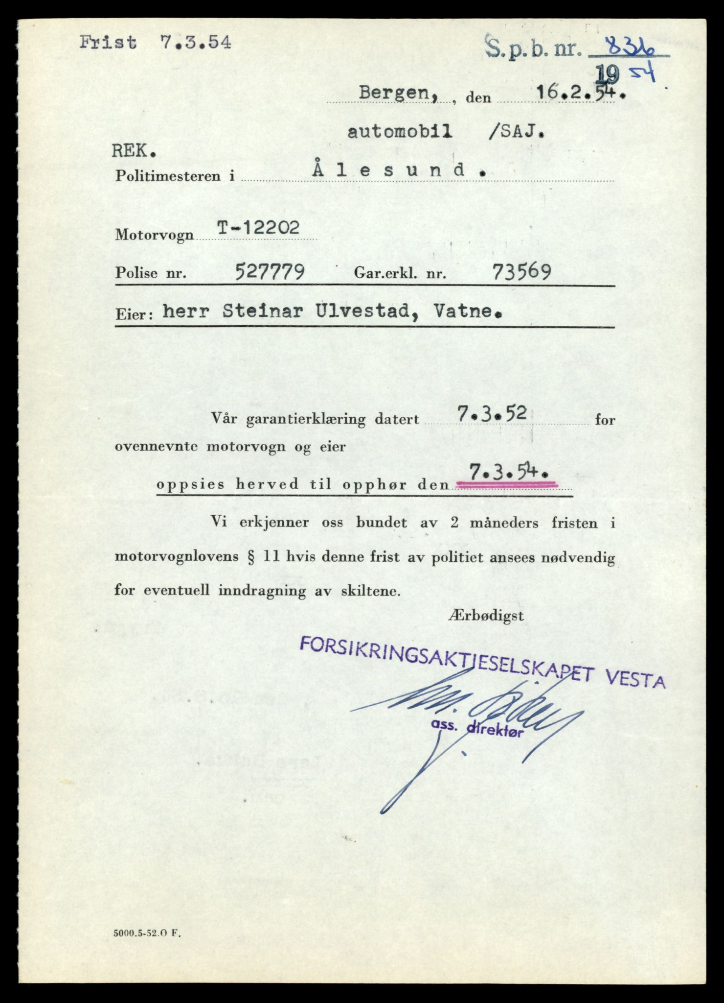 Møre og Romsdal vegkontor - Ålesund trafikkstasjon, AV/SAT-A-4099/F/Fe/L0033: Registreringskort for kjøretøy T 12151 - T 12474, 1927-1998, p. 1309