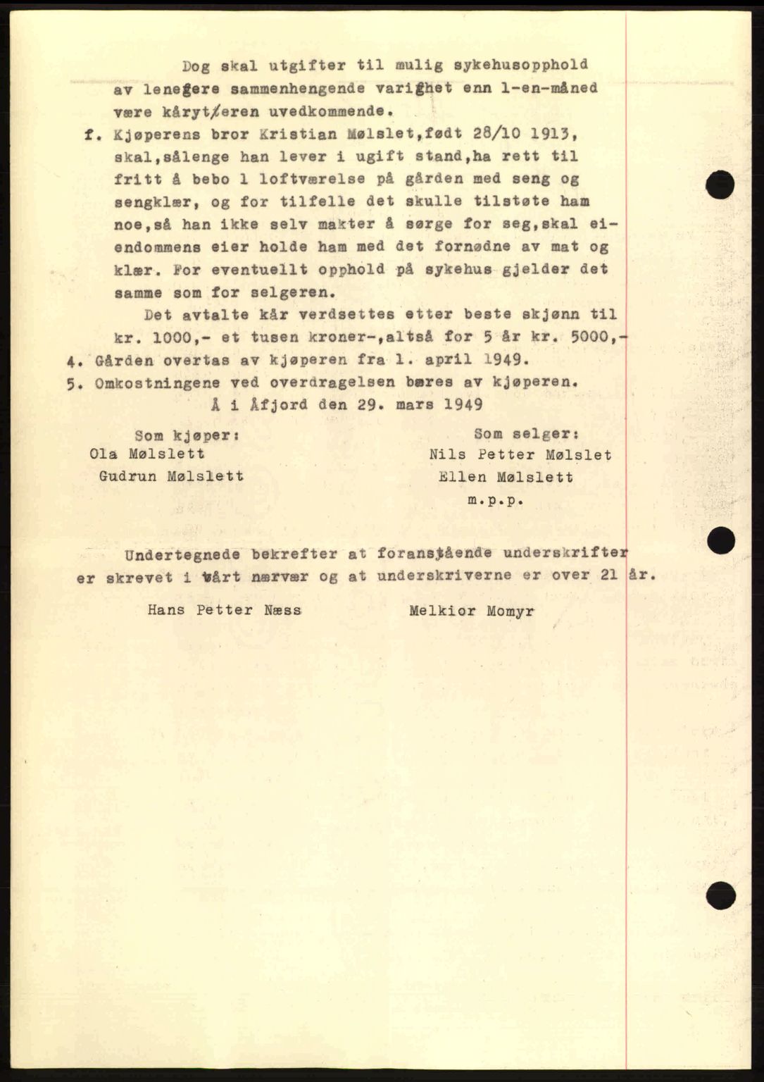 Fosen sorenskriveri, AV/SAT-A-1107/1/2/2C: Mortgage book no. A9, 1948-1949, Diary no: : 488/1949