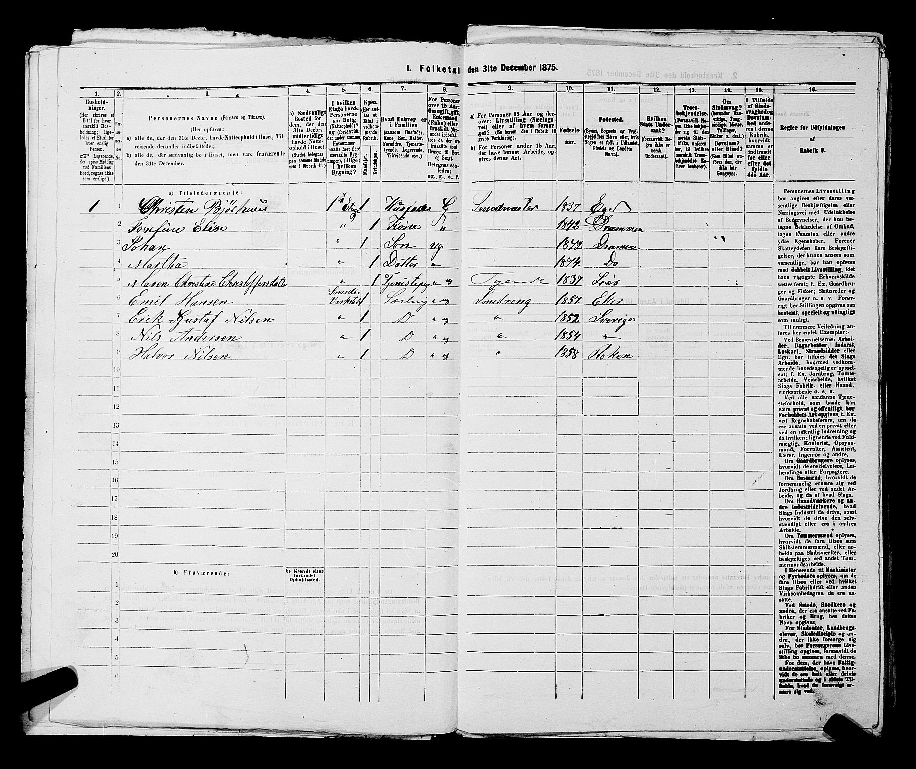 SAKO, 1875 census for 0602 Drammen, 1875, p. 1502