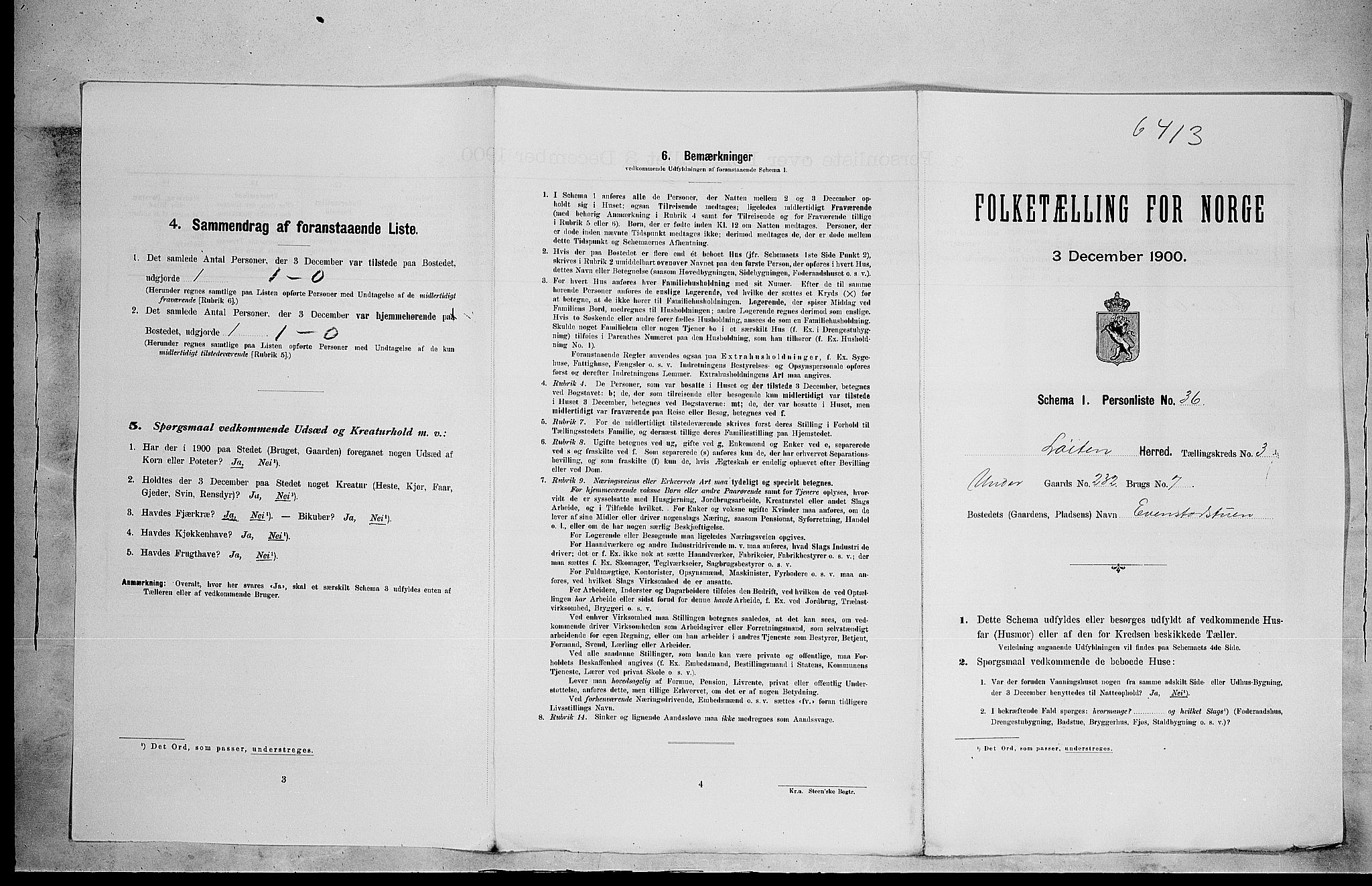 SAH, 1900 census for Løten, 1900, p. 858