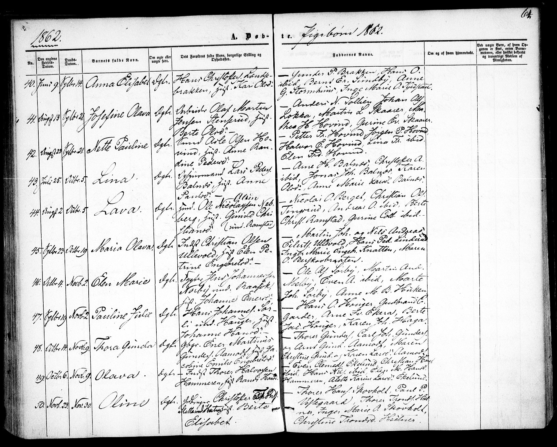 Fet prestekontor Kirkebøker, SAO/A-10370a/F/Fa/L0011: Parish register (official) no. I 11, 1857-1866, p. 64