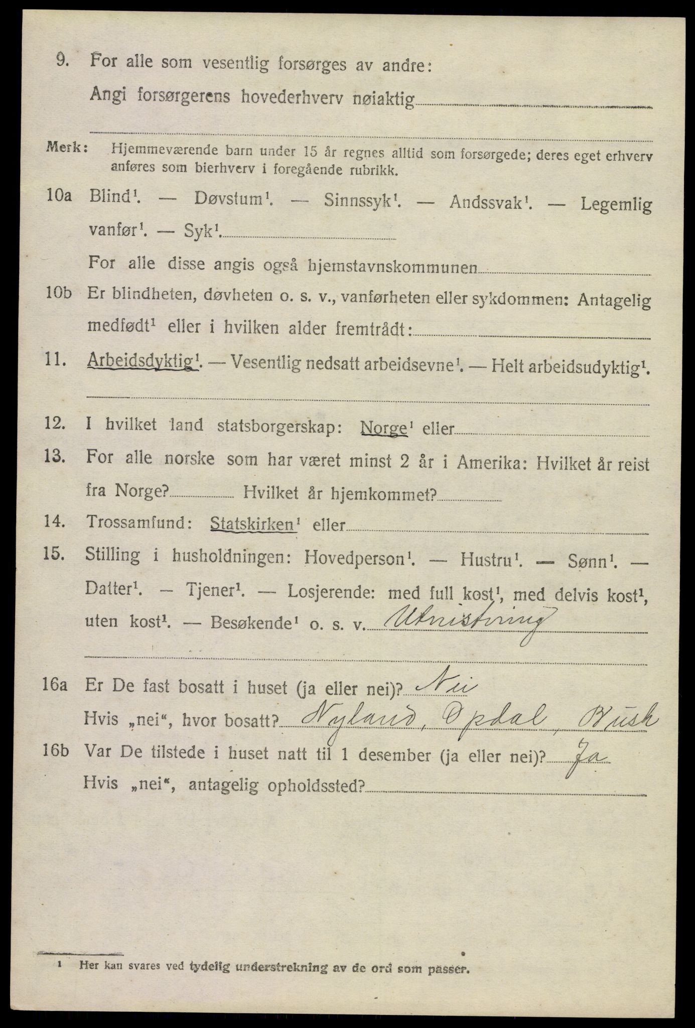 SAKO, 1920 census for Uvdal, 1920, p. 1288