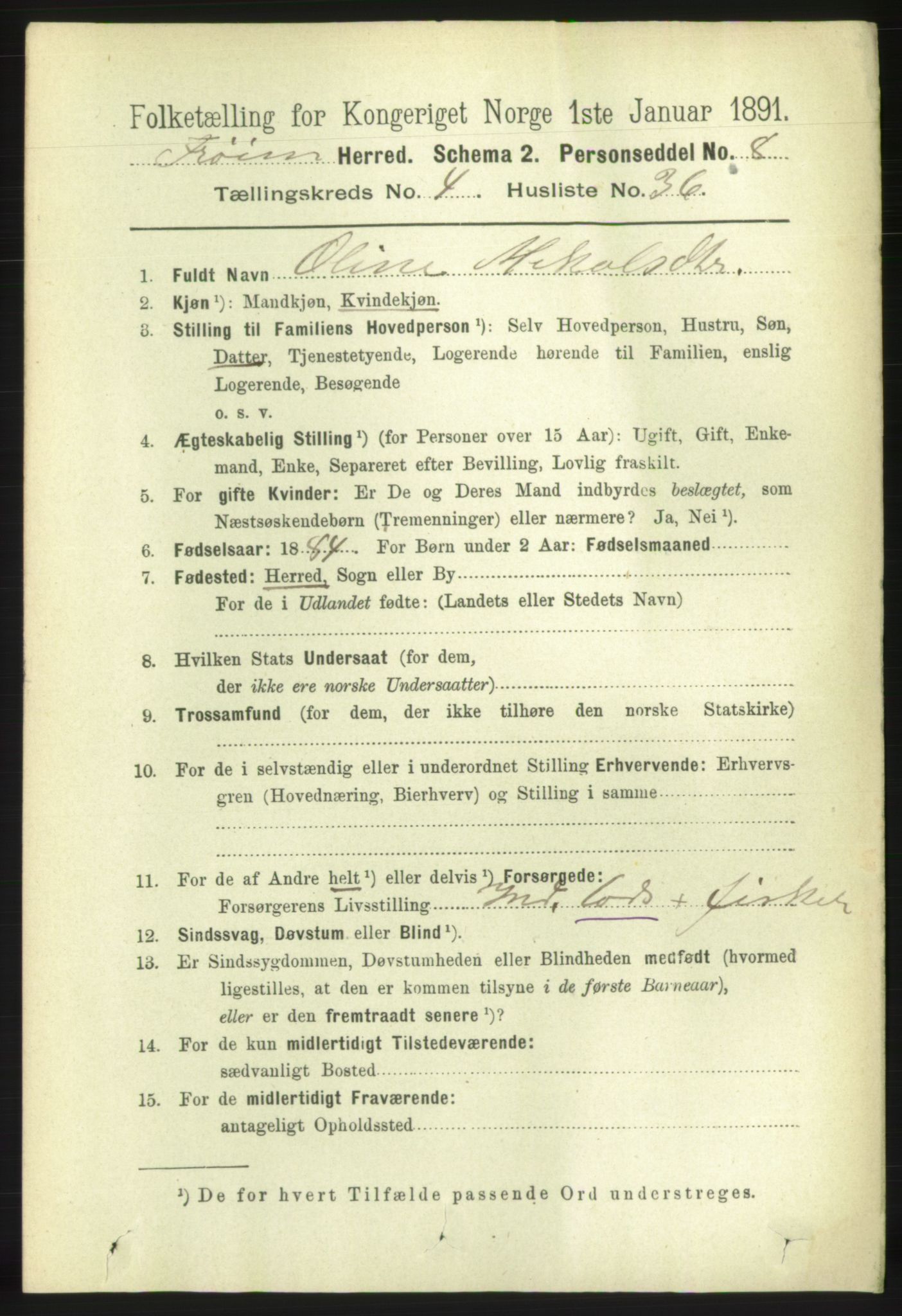 RA, 1891 census for 1619 Frøya, 1891, p. 3215