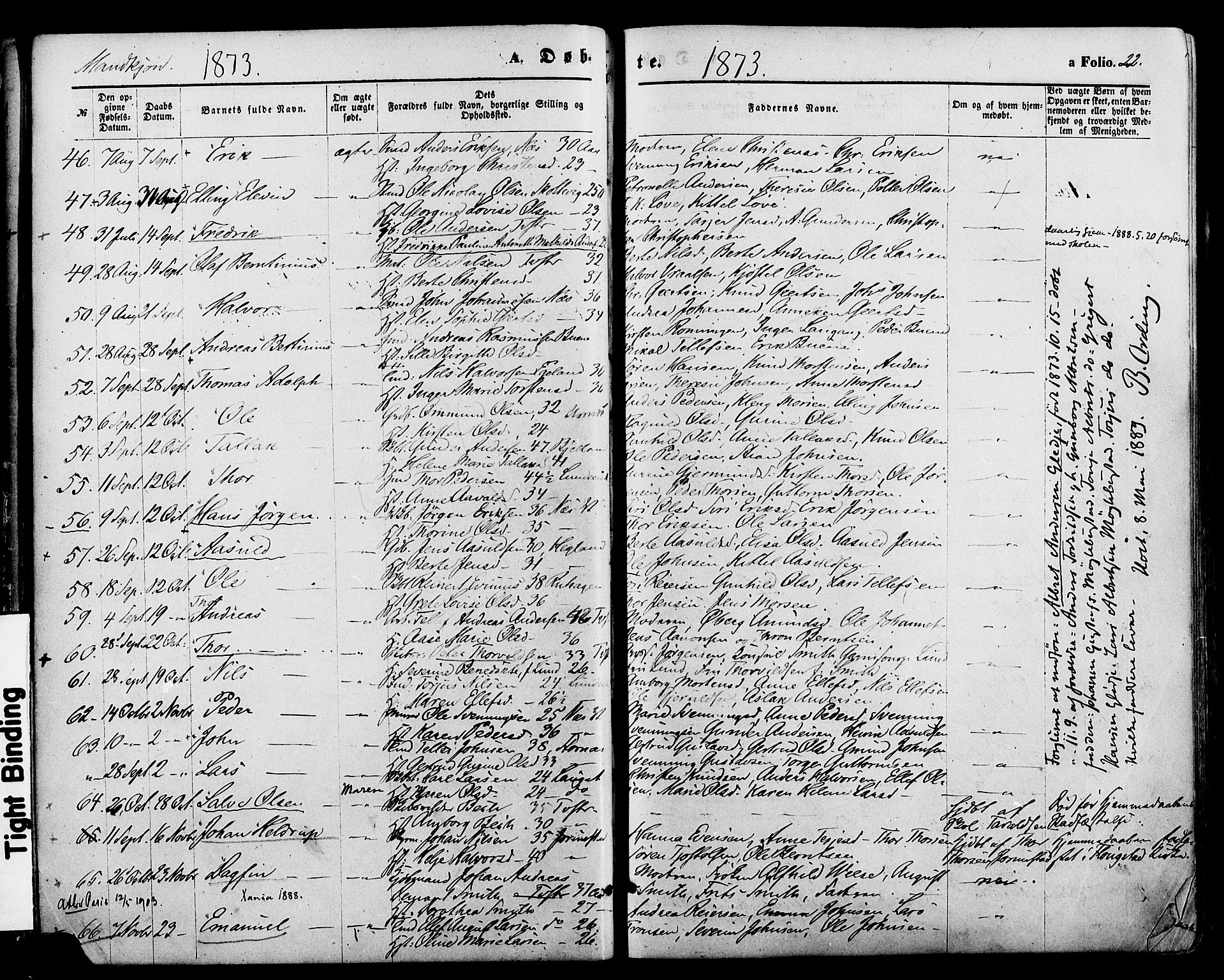 Holt sokneprestkontor, SAK/1111-0021/F/Fa/L0010: Parish register (official) no. A 10, 1872-1885, p. 22
