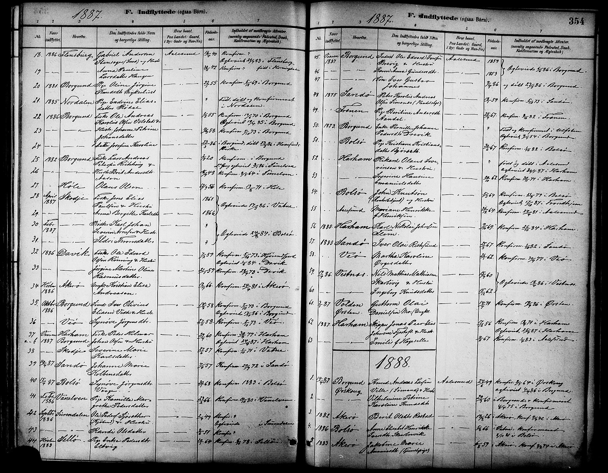 Ministerialprotokoller, klokkerbøker og fødselsregistre - Møre og Romsdal, SAT/A-1454/529/L0455: Parish register (official) no. 529A05, 1885-1893, p. 354
