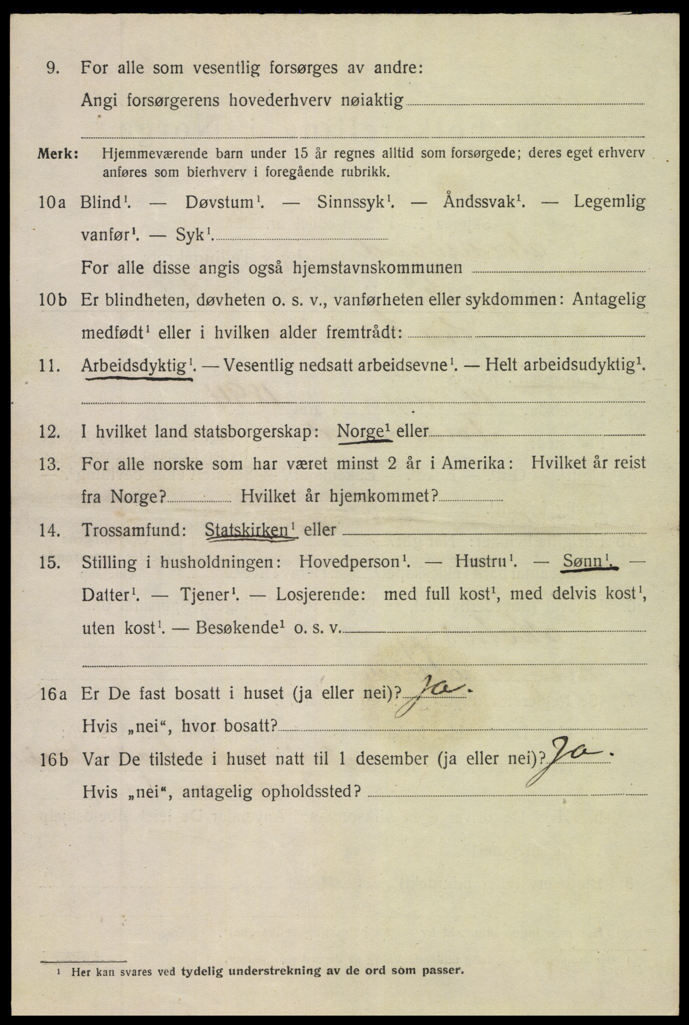 SAK, 1920 census for Tvedestrand, 1920, p. 2094