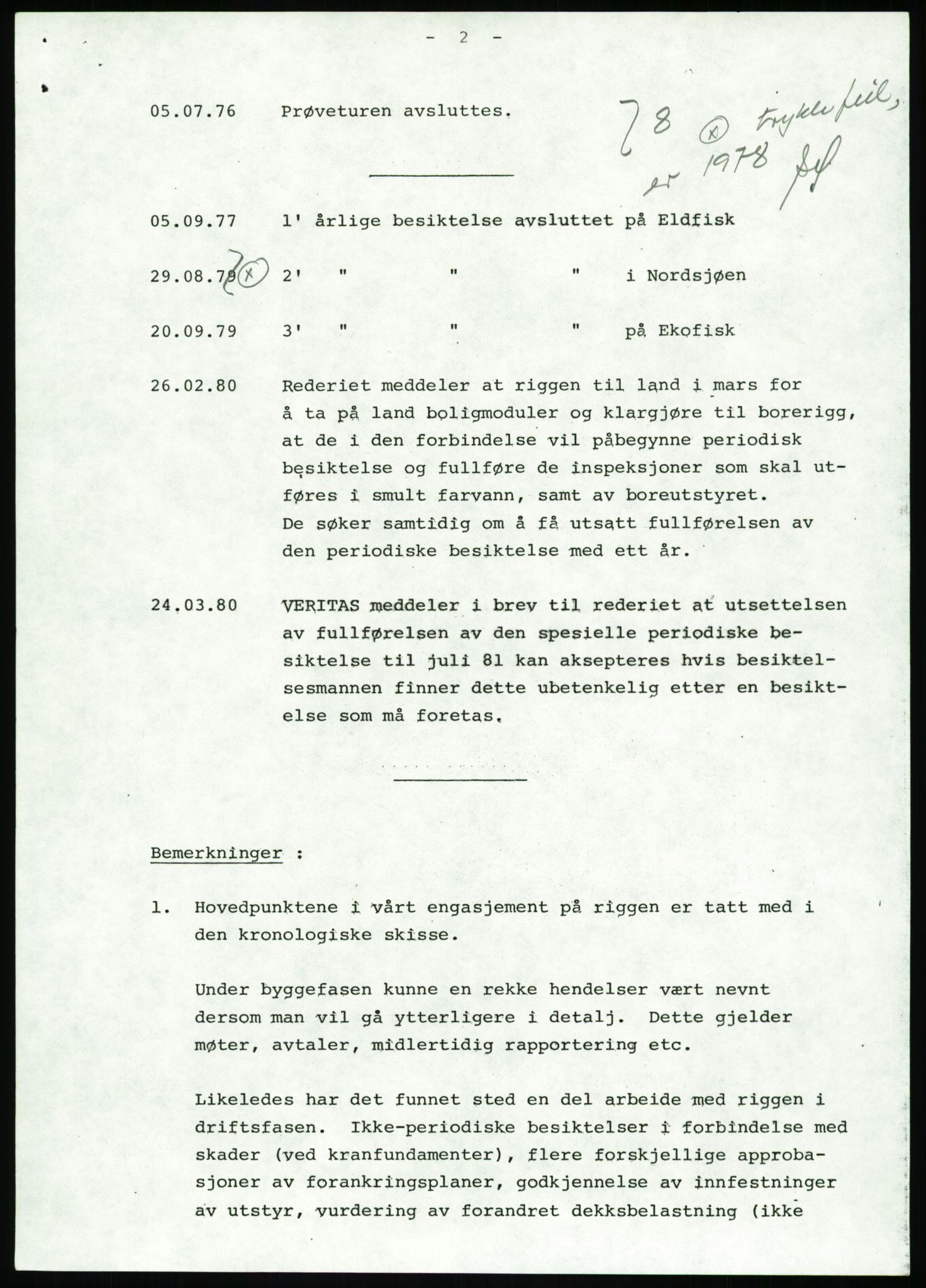 Justisdepartementet, Granskningskommisjonen ved Alexander Kielland-ulykken 27.3.1980, AV/RA-S-1165/D/L0002: I Det norske Veritas (I1-I5, I7-I11, I14-I17, I21-I28, I30-I31)/B Stavanger Drilling A/S (B4), 1980-1981, p. 3