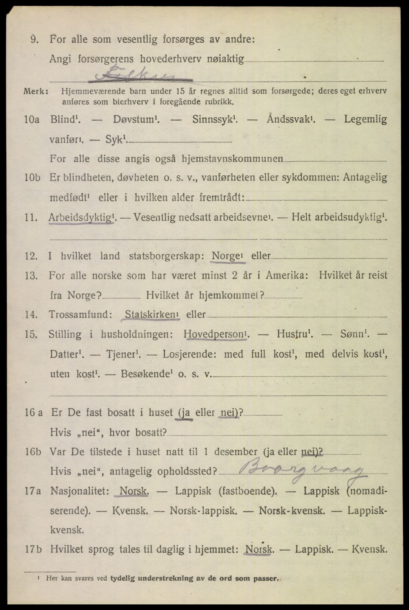SAT, 1920 census for Borge, 1920, p. 8706