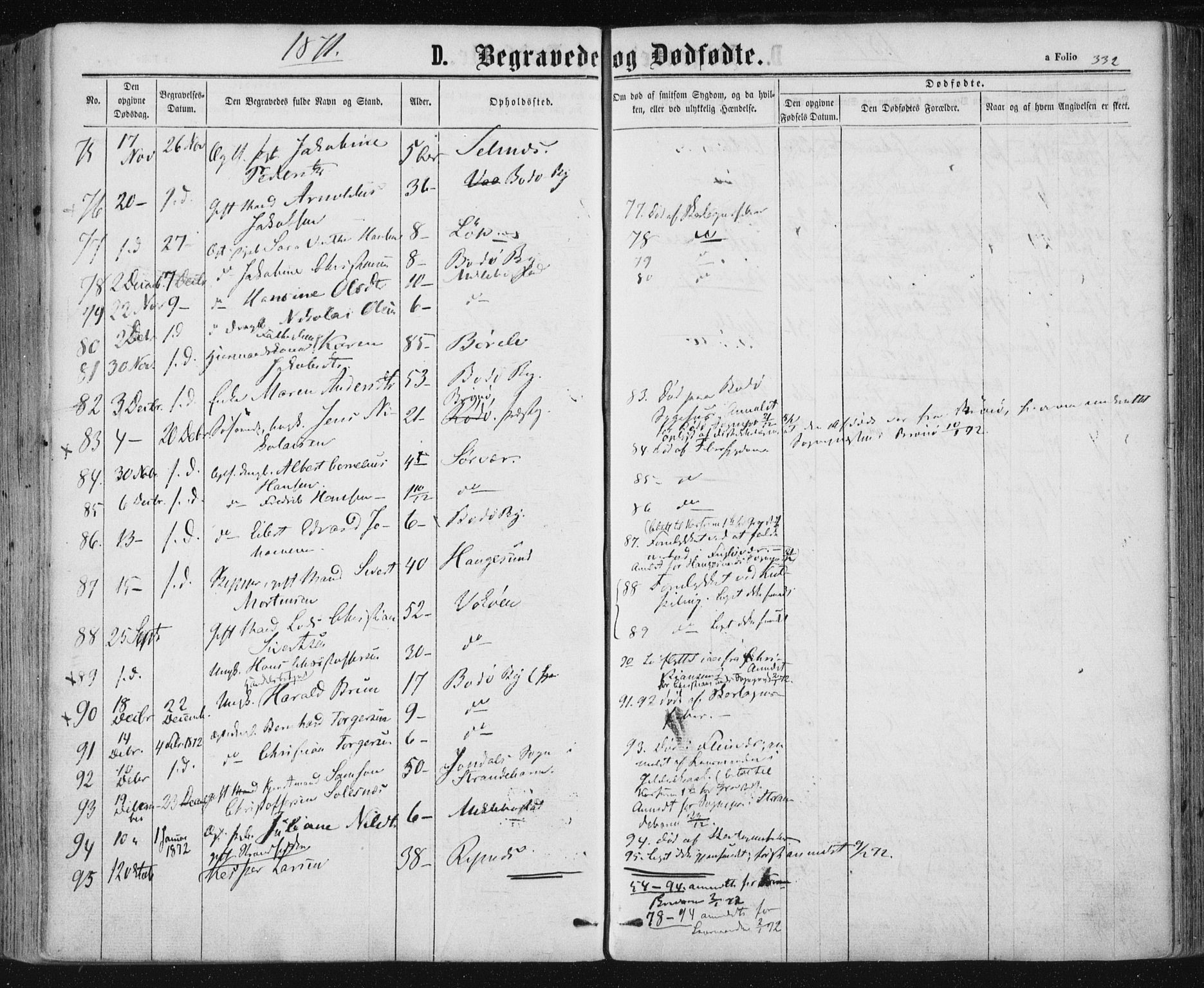 Ministerialprotokoller, klokkerbøker og fødselsregistre - Nordland, SAT/A-1459/801/L0008: Parish register (official) no. 801A08, 1864-1875, p. 332