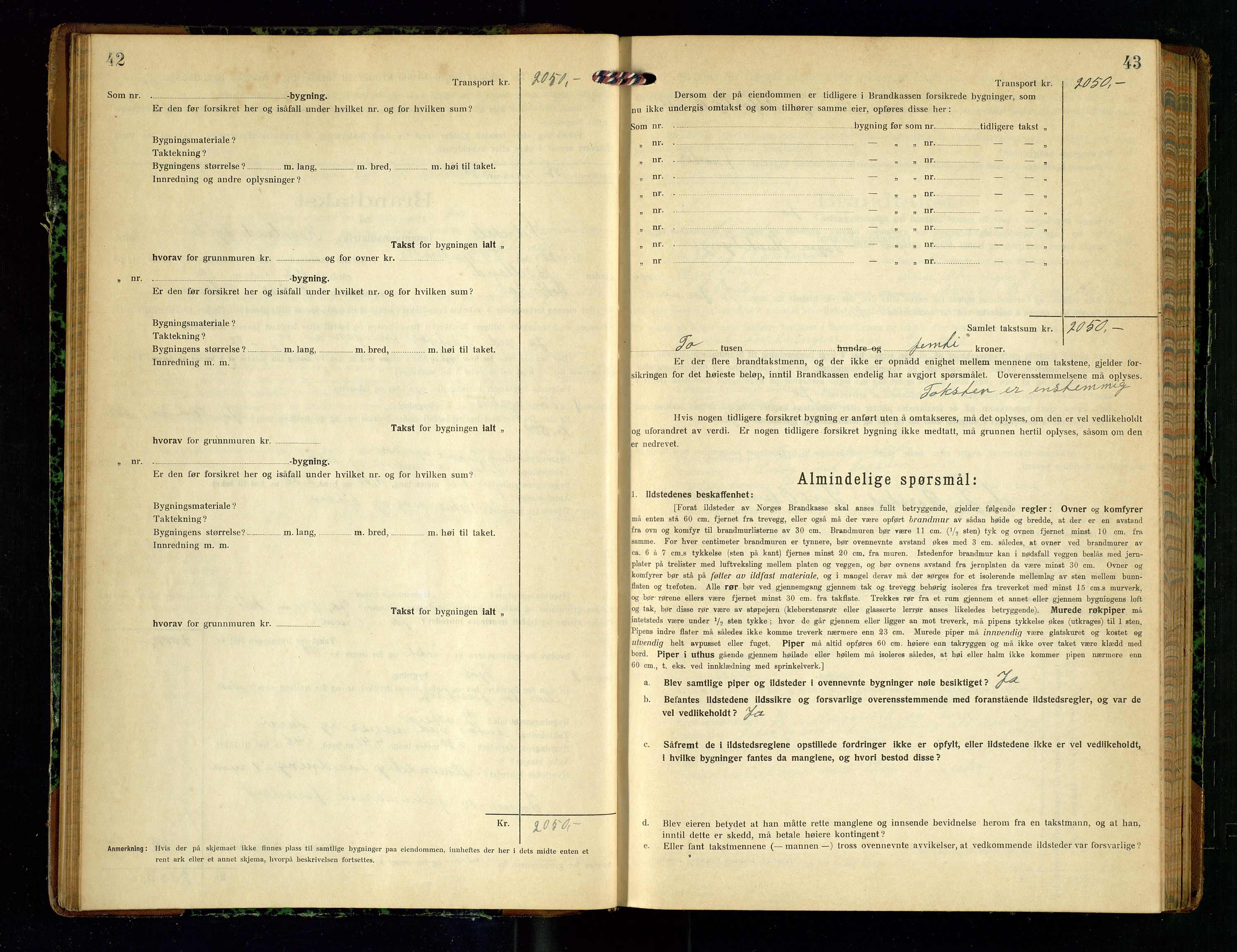 Sokndal lensmannskontor, AV/SAST-A-100417/Gob/L0005: "Brandtakst-Protokol", 1920-1924, p. 42-43