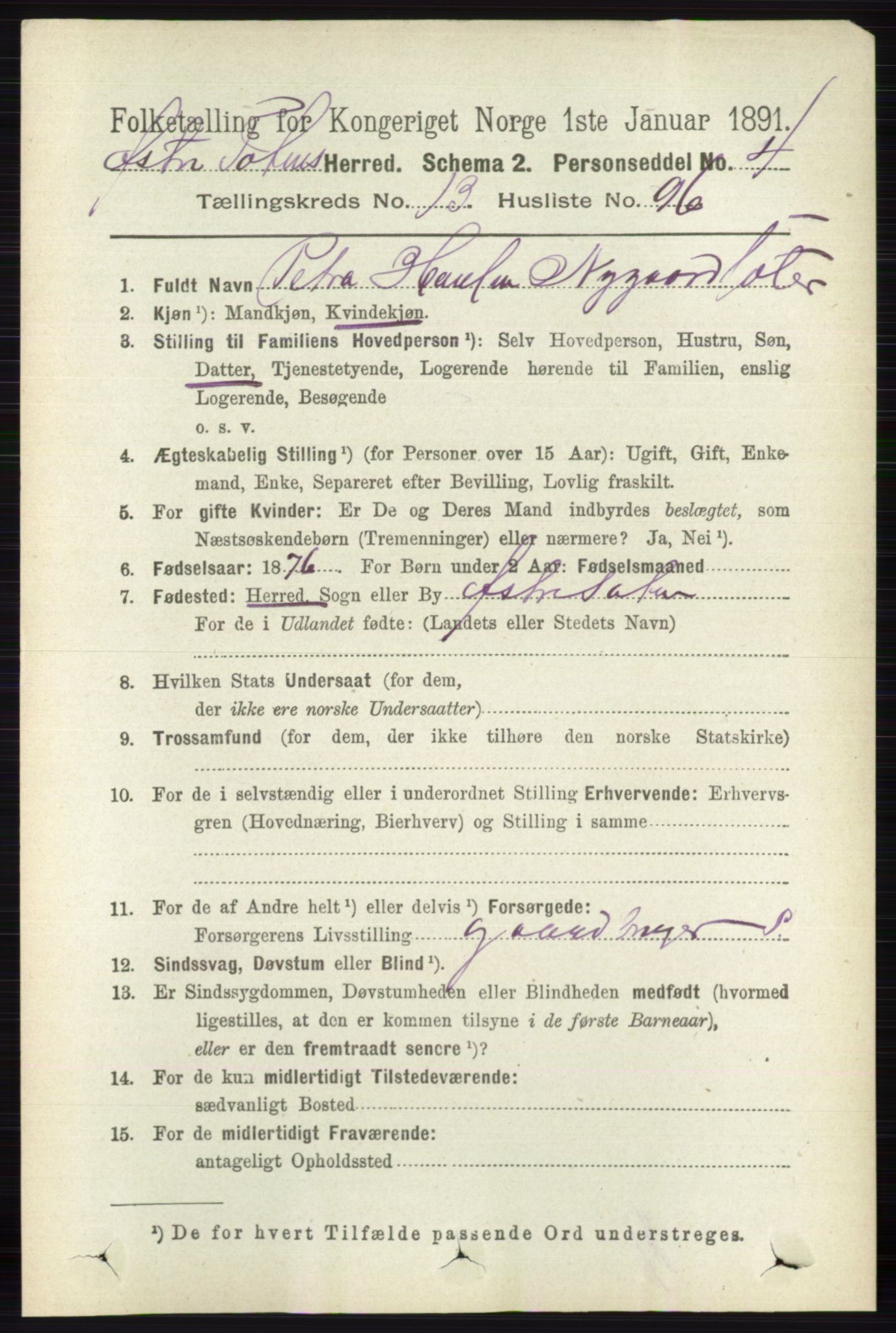 RA, 1891 census for 0528 Østre Toten, 1891, p. 8925