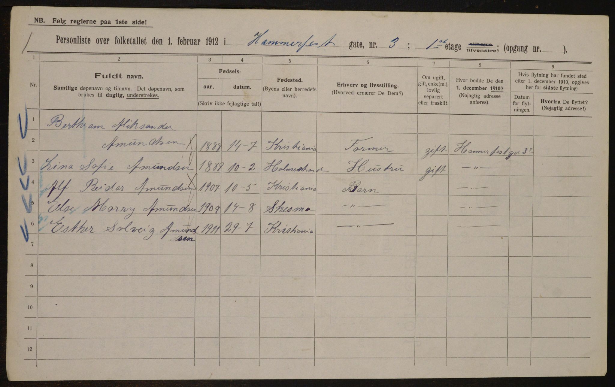 OBA, Municipal Census 1912 for Kristiania, 1912, p. 34198