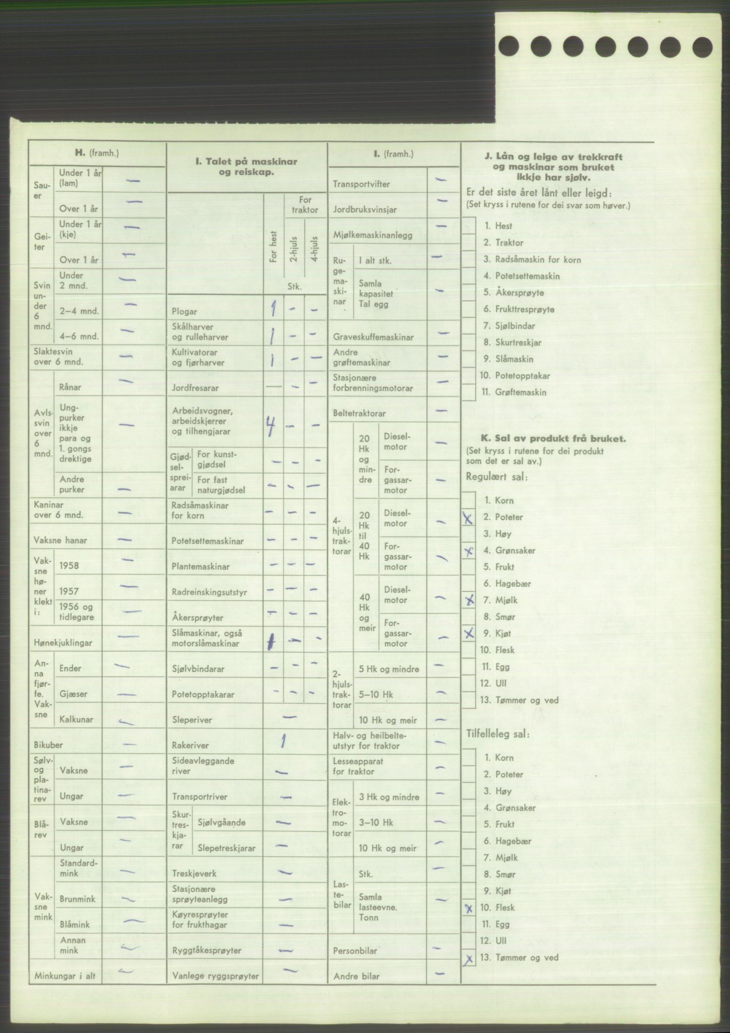 Statistisk sentralbyrå, Næringsøkonomiske emner, Jordbruk, skogbruk, jakt, fiske og fangst, AV/RA-S-2234/G/Gd/L0373: Rogaland: 1130 Strand (kl. 1-2), 1131 Årdal og 1132 Fister, 1959, p. 846