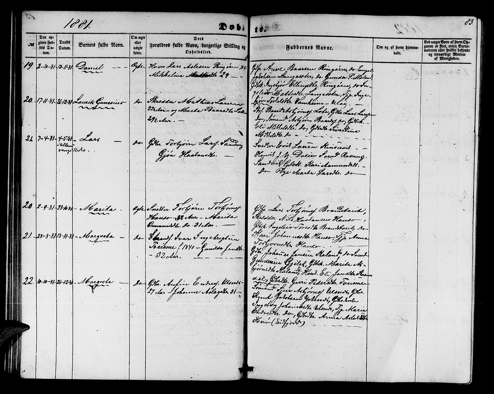 Ullensvang sokneprestembete, SAB/A-78701/H/Hab: Parish register (copy) no. E 6, 1857-1886, p. 83