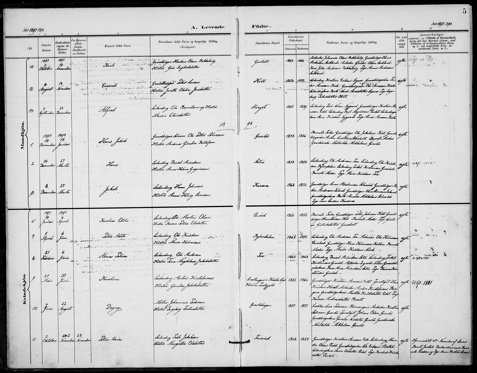 Siljan kirkebøker, SAKO/A-300/F/Fa/L0003: Parish register (official) no. 3, 1896-1910, p. 5