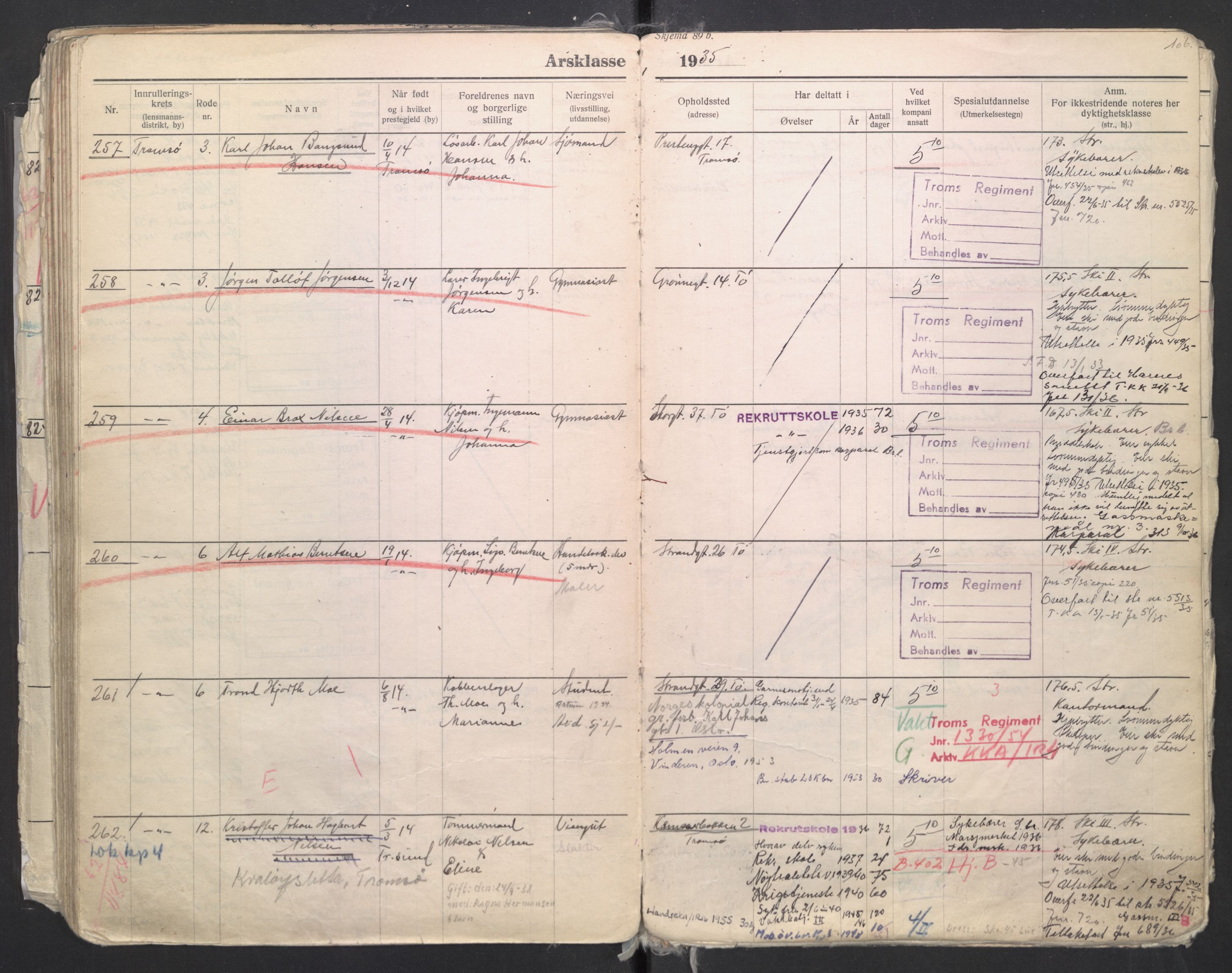 Forsvaret, Troms infanteriregiment nr. 16, AV/RA-RAFA-3146/P/Pa/L0006/0008: Ruller / Rulle for regimentets menige mannskaper, årsklasse 1935, 1935, p. 106