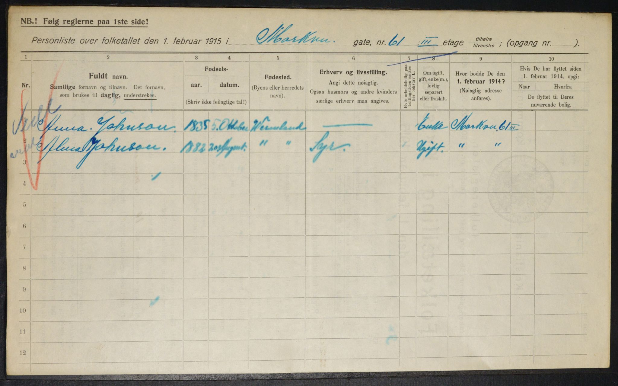 OBA, Municipal Census 1915 for Kristiania, 1915, p. 63859