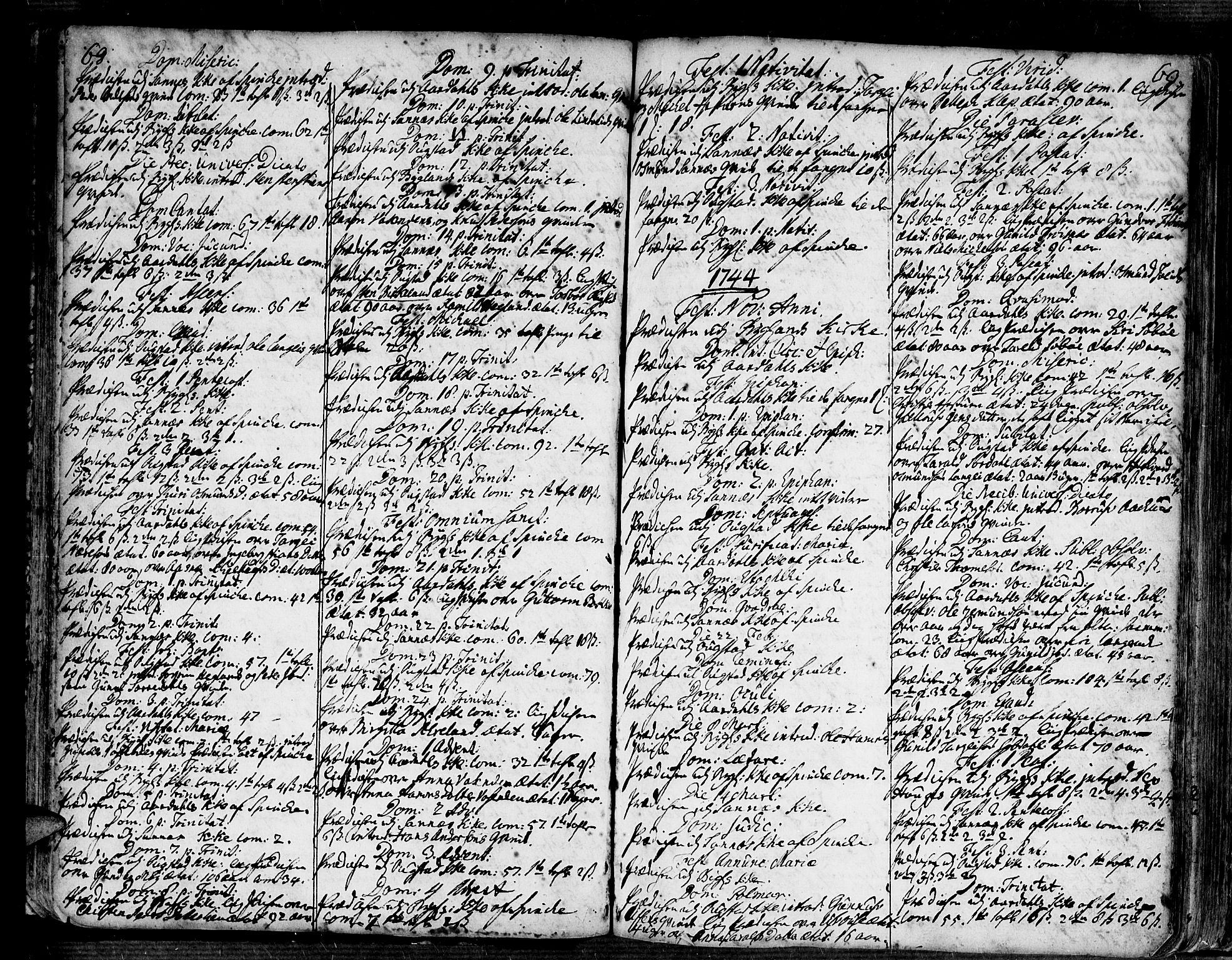 Bygland sokneprestkontor, SAK/1111-0006/F/Fa/Fab/L0001: Parish register (official) no. A 1, 1725-1766, p. 68-69