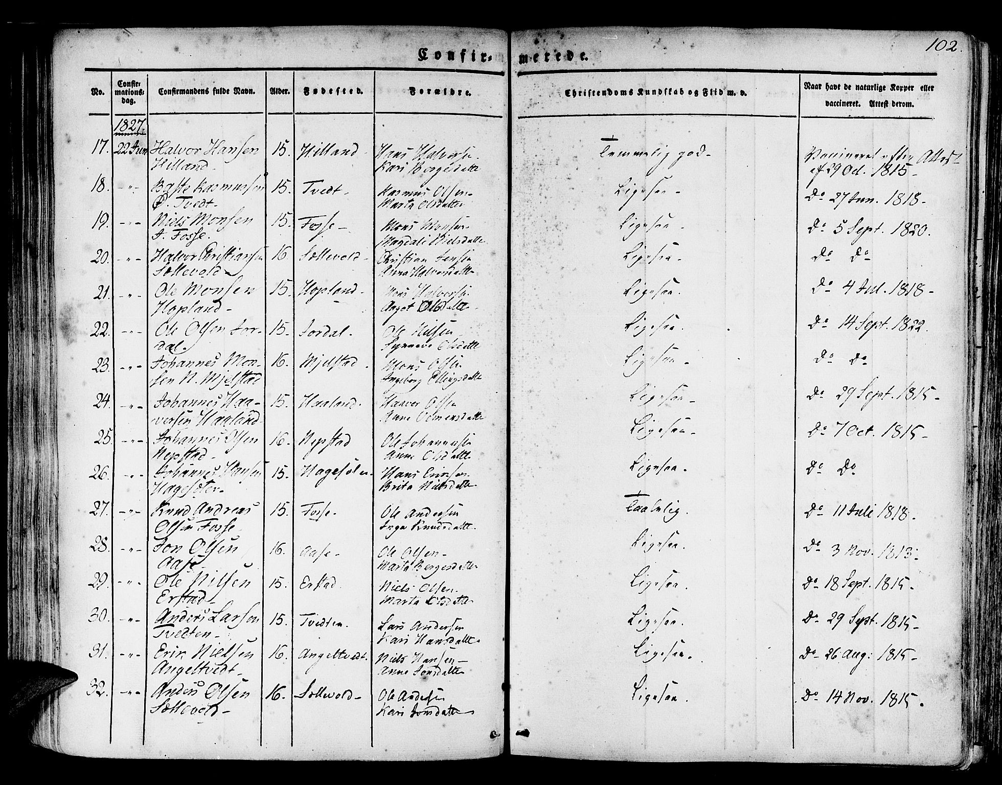 Hamre sokneprestembete, SAB/A-75501/H/Ha/Haa/Haaa/L0011: Parish register (official) no. A 11, 1826-1834, p. 102